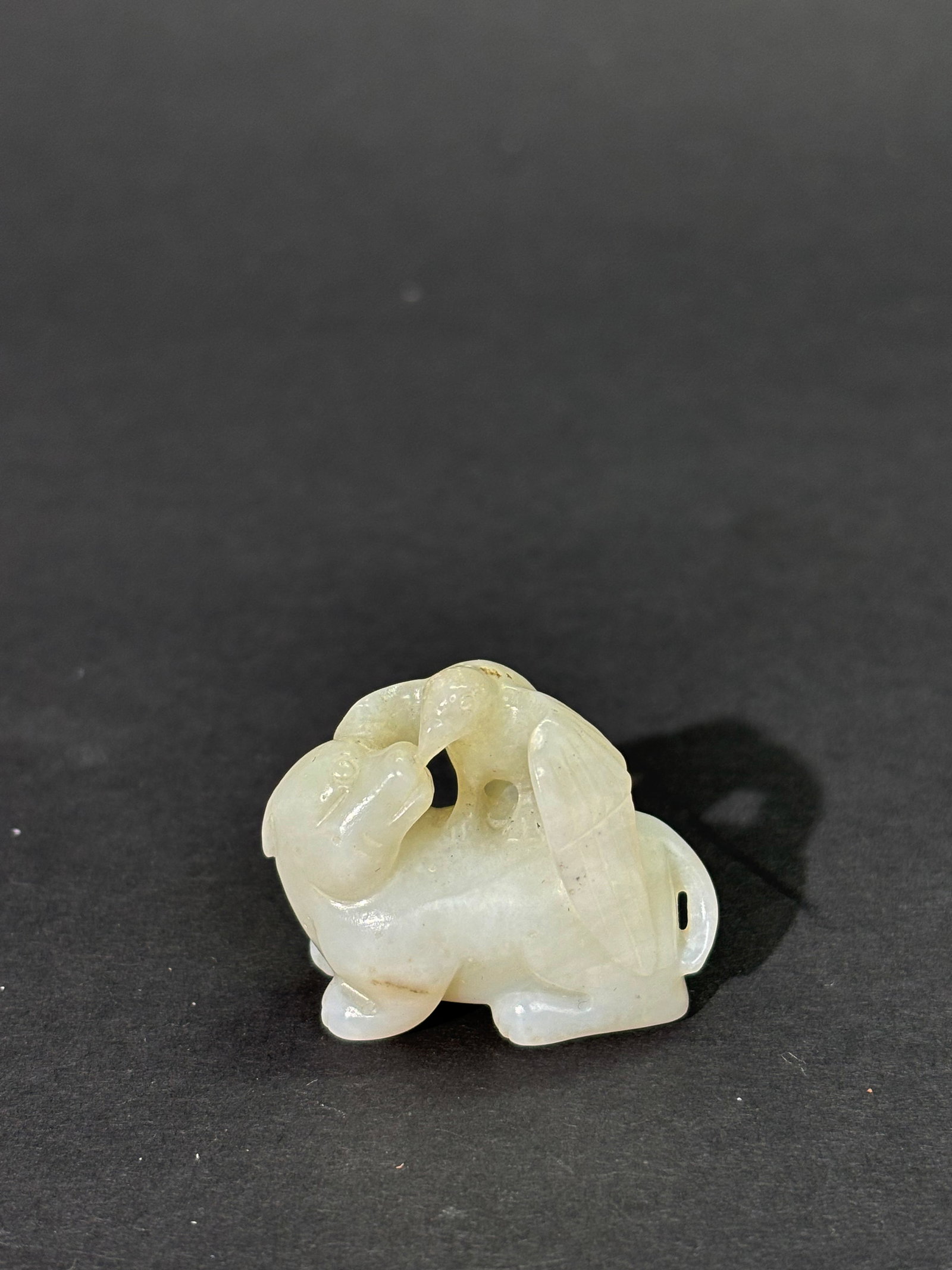 Sm Chinese Pale Celadon Jade Lion & Hawk Toggle (1 of 5)