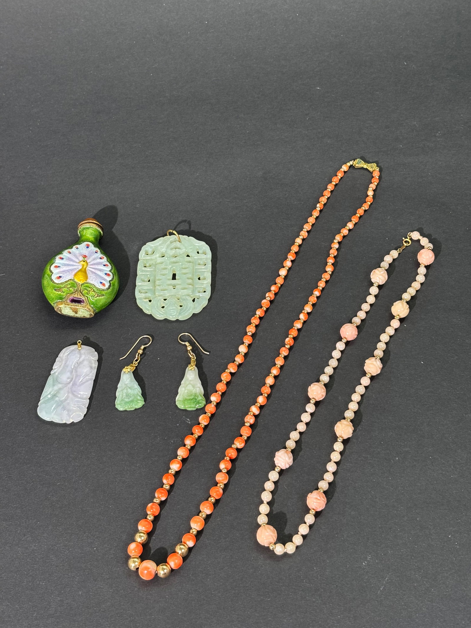 6 Pcs Chinese Jewelry Coral Jadeite 1 Snuff Bottle (1 of 6)