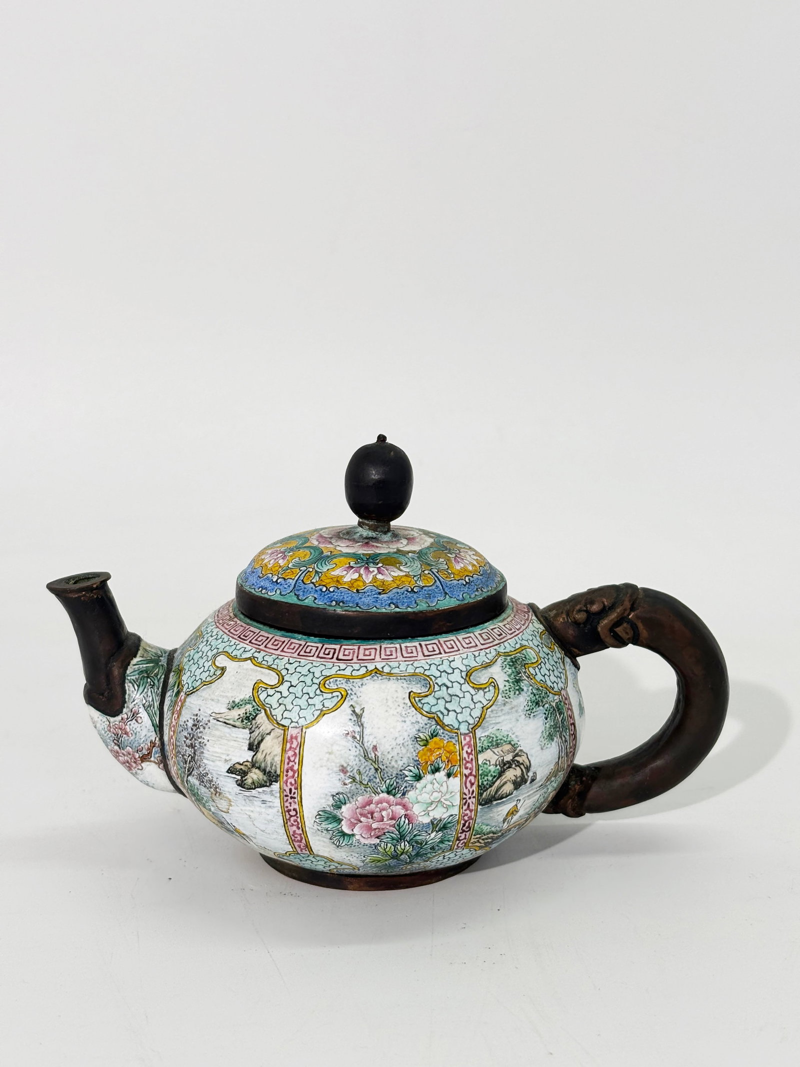 Small Chinese Canton Enamel Bronze Teapot (1 of 7)
