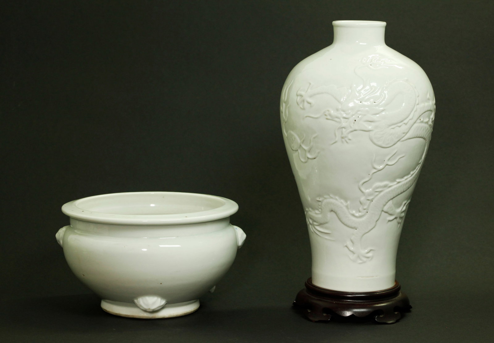 2 Chinese Blanc De Chine Porcelains; Vase & Censer (1 of 5)