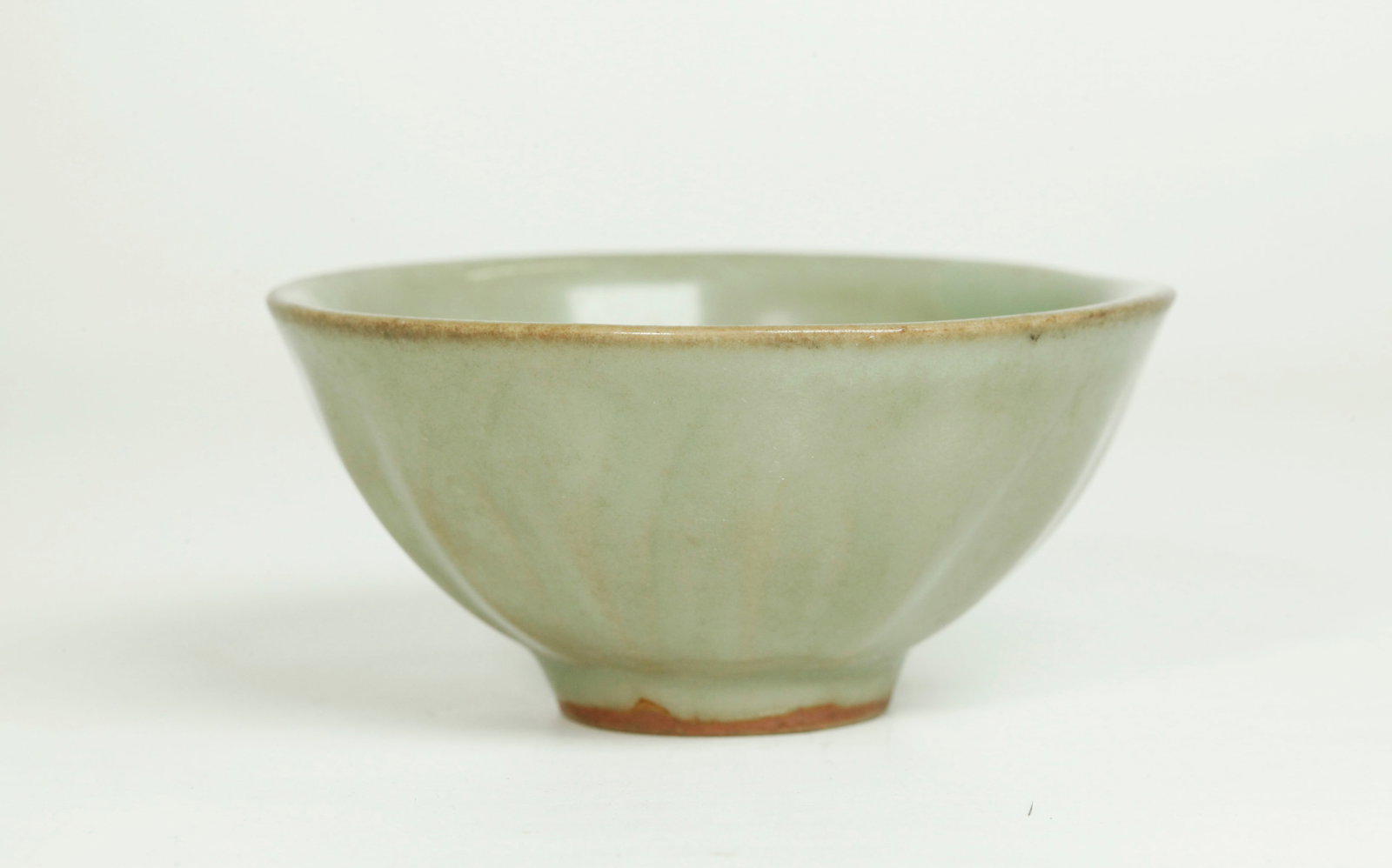 Chinese Lotus Petal Carved Celadon Porcelain Bowl (1 of 5)