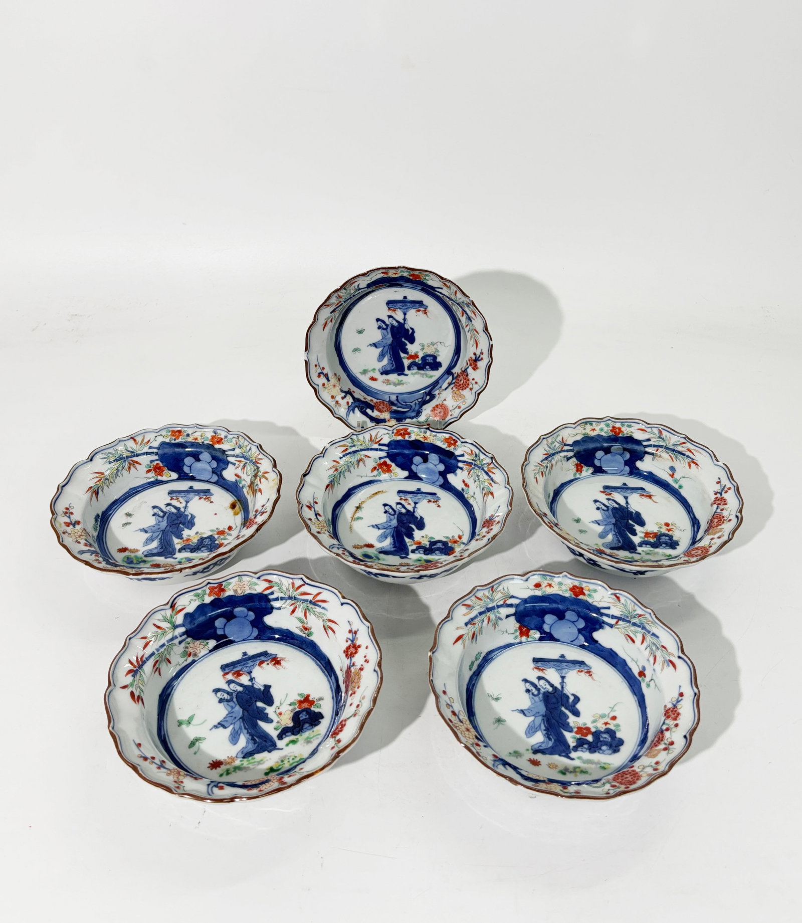 6 Japanese 18th C Arita Kakiemon Porcelain Bowls (1 of 6)