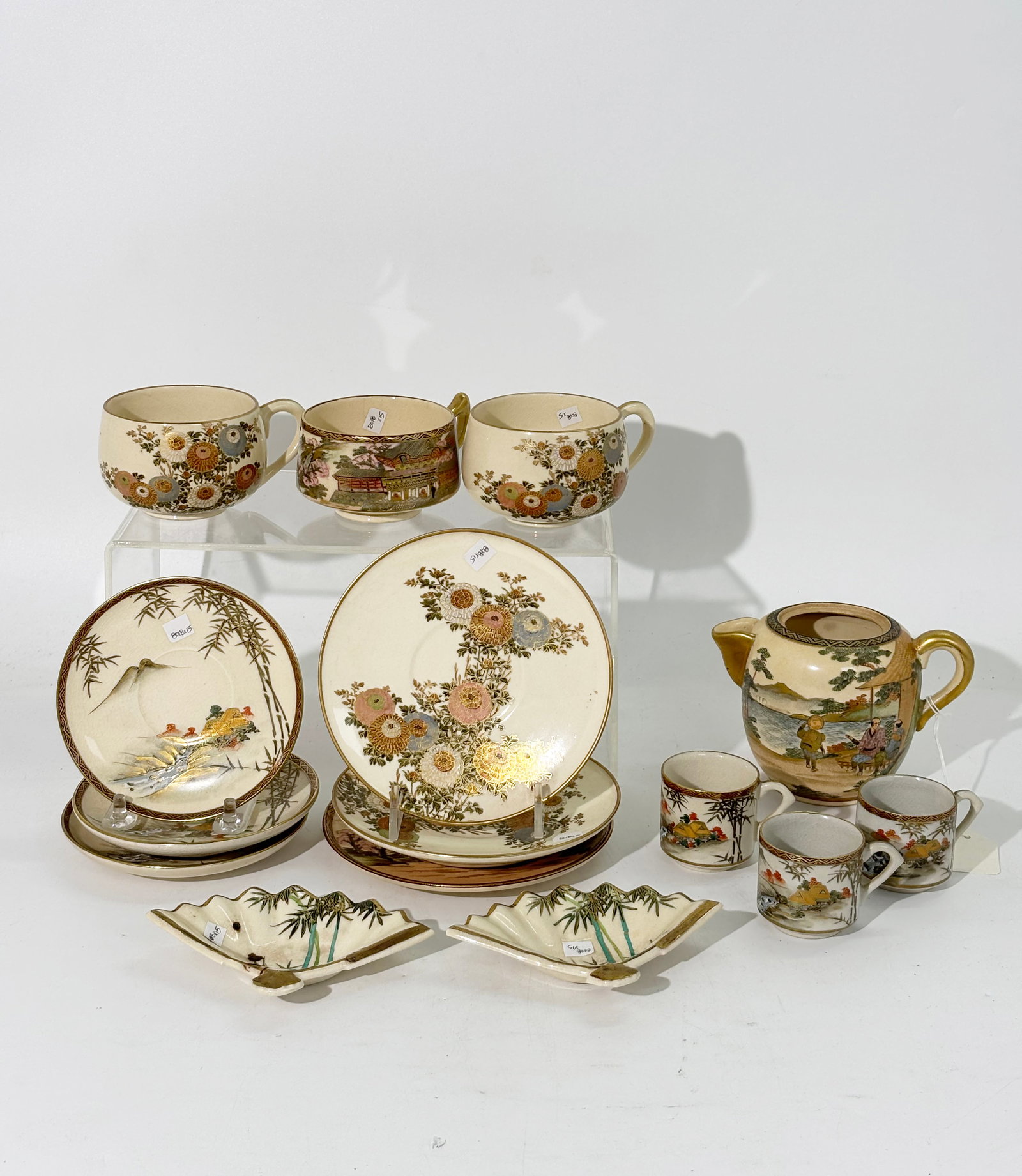 15 - Good Satsuma Pottery Tea Pieces (1 of 9)
