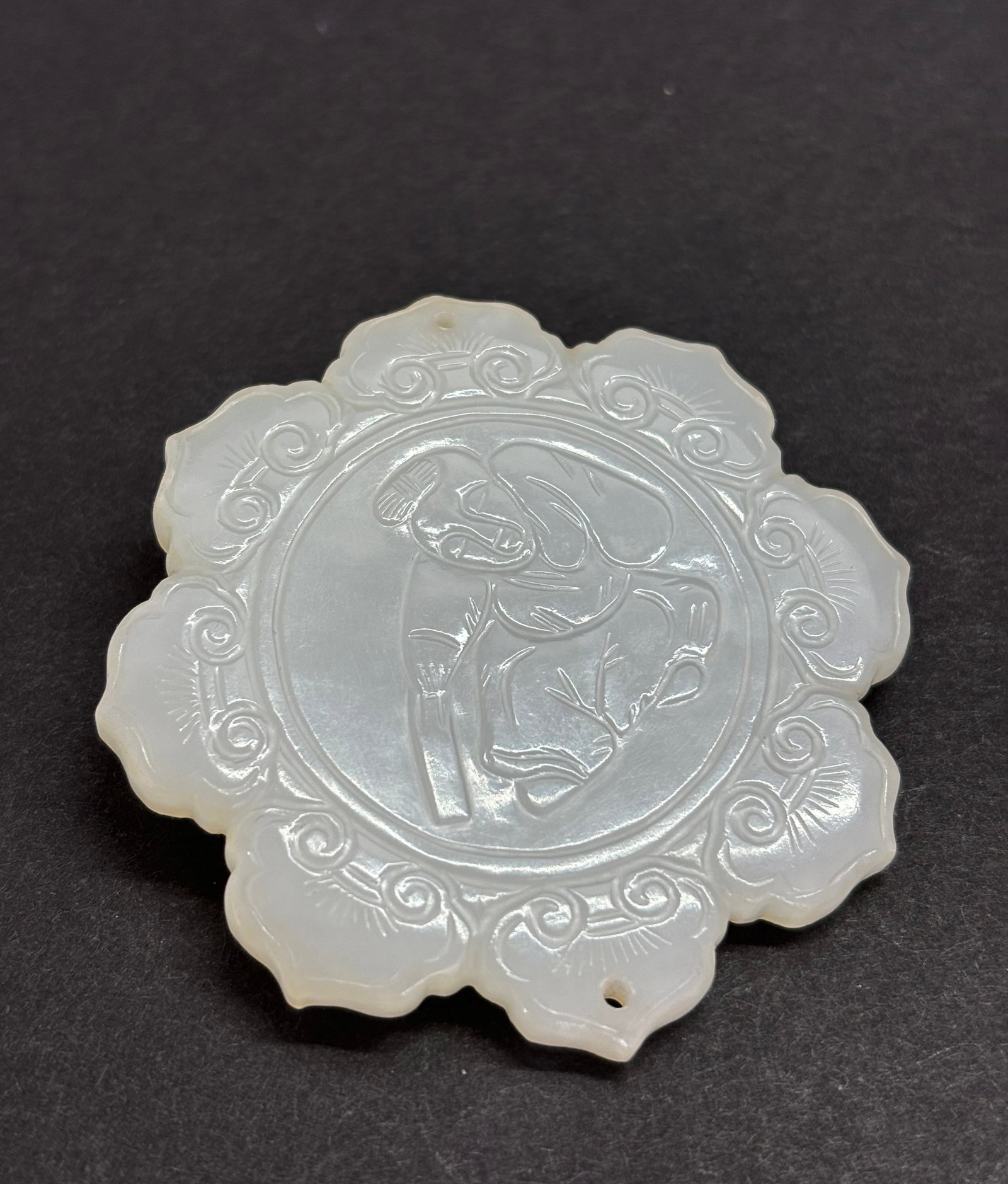 Chinese White Jade Round Pendant (1 of 5)