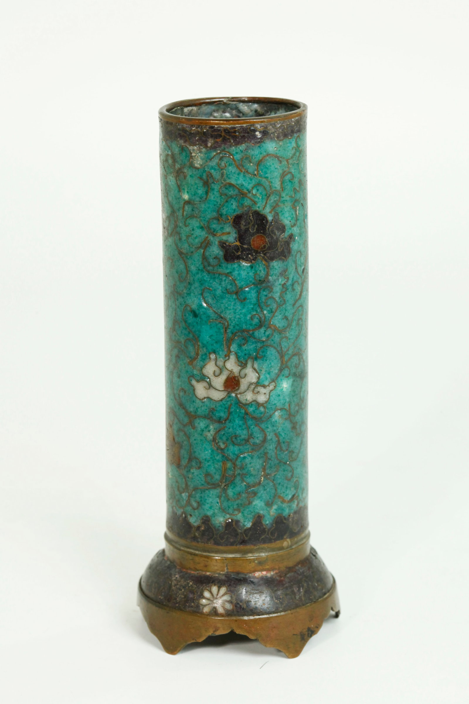 Japanese Meiji Bronze Cloisonne Incense Tool Vase (1 of 5)