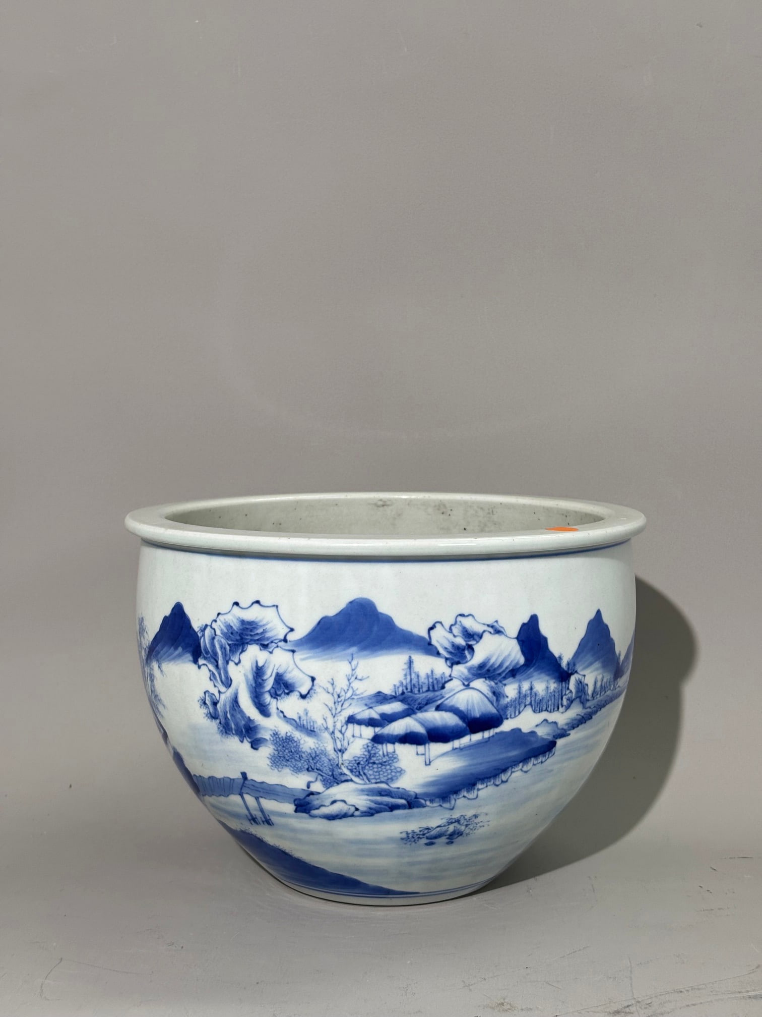 Chinese Blue & White Landscape Porcelain Planter (1 of 7)