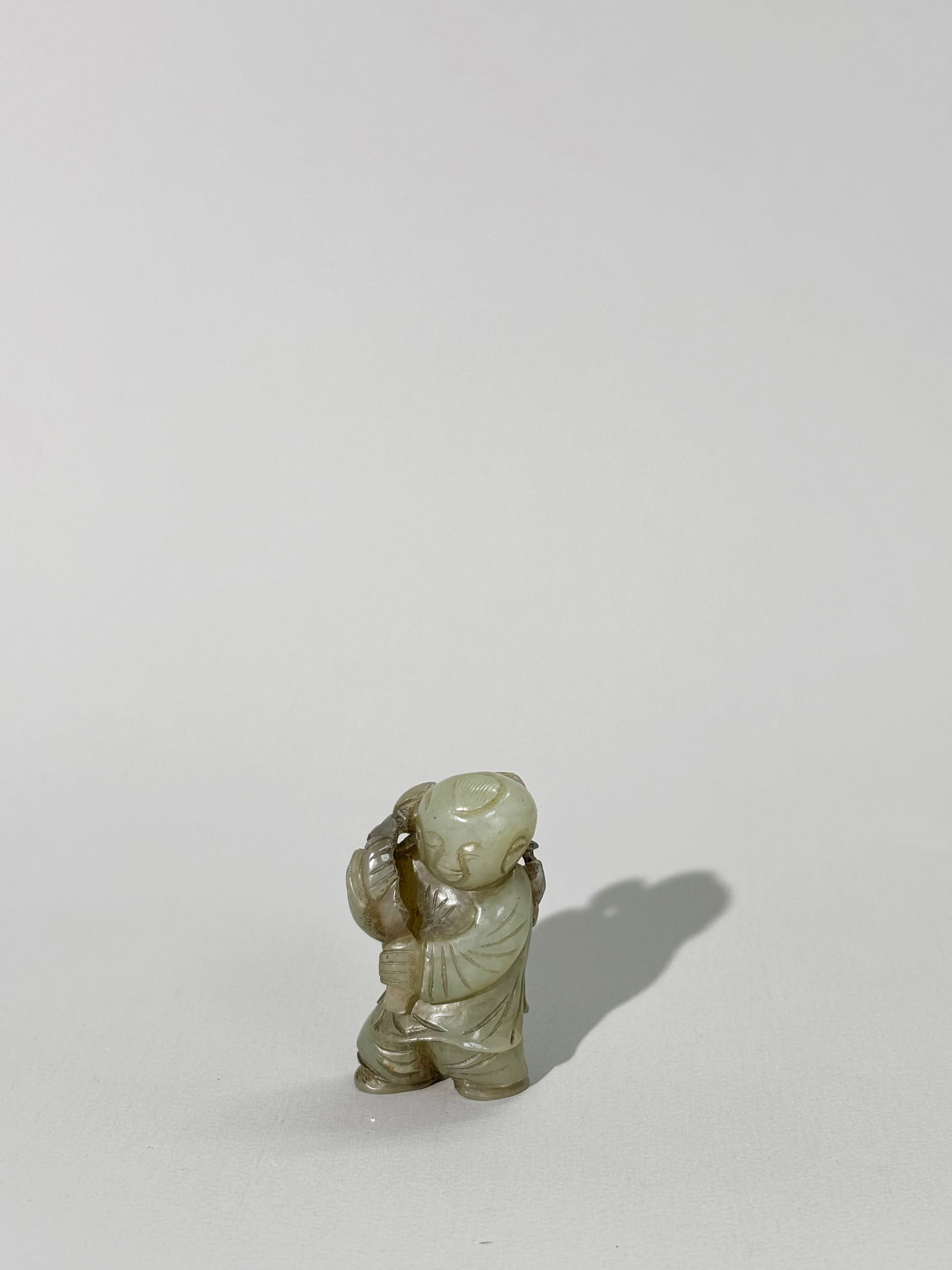 Good Chinese 19 C Celadon Jade Boy & Peach Toggle (1 of 6)