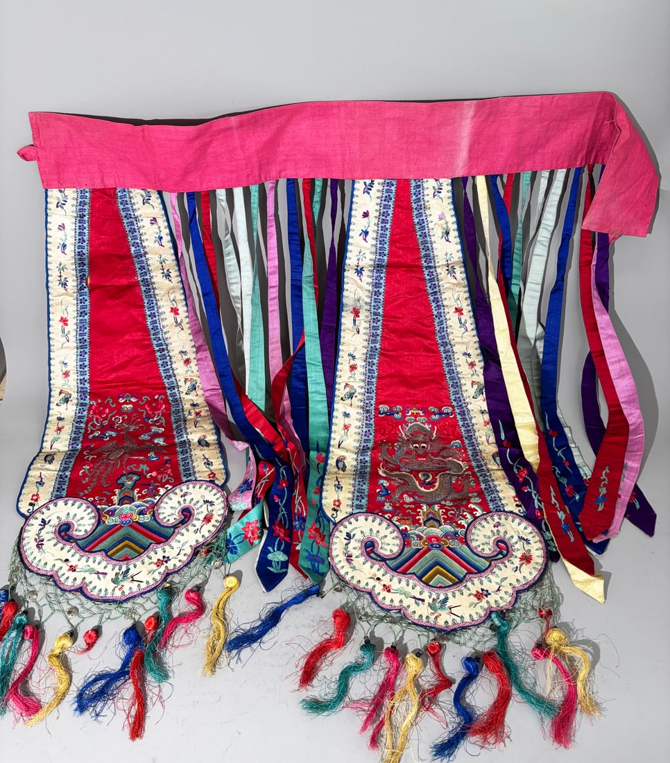 Chinese Dragon Phoenix Embroidered Ribbon Apron (1 of 7)