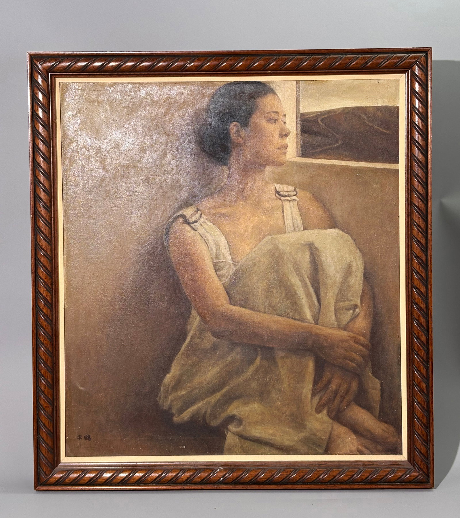 Lilu; Fine Oil Canvas Chinese Beauty Brown Winter (1 of 6)