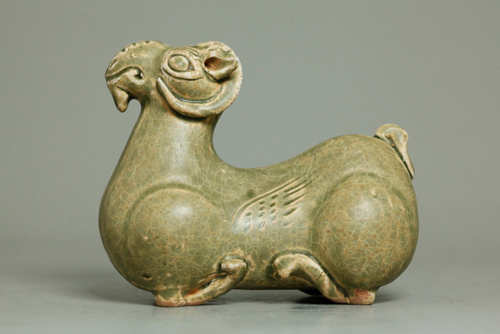 Chinese Yueyao Crackle Celadon Porcelain Ram (1 of 5)