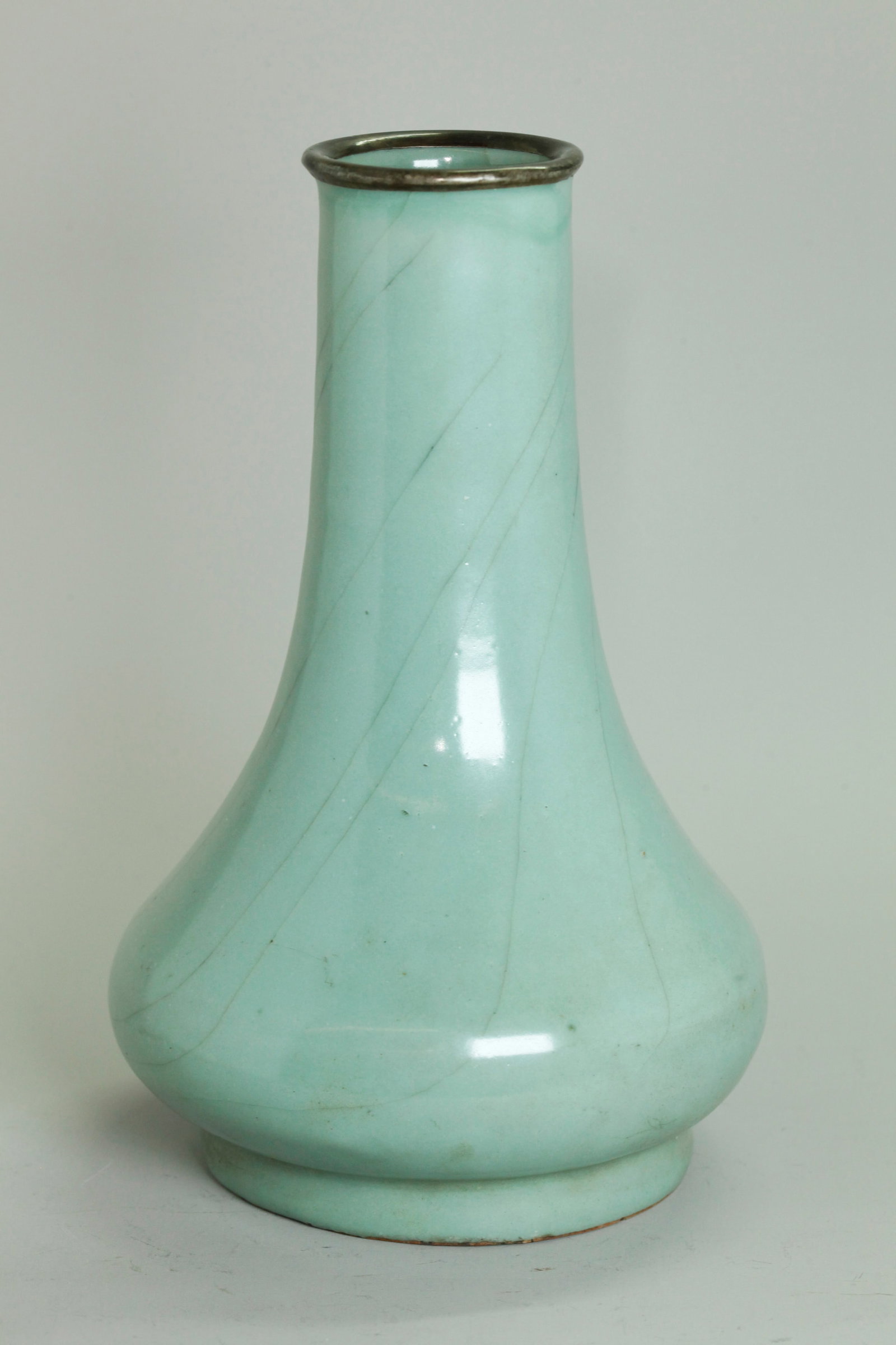 Chinese Guanyao Porcelain Vase; Gilt Inscription (1 of 5)