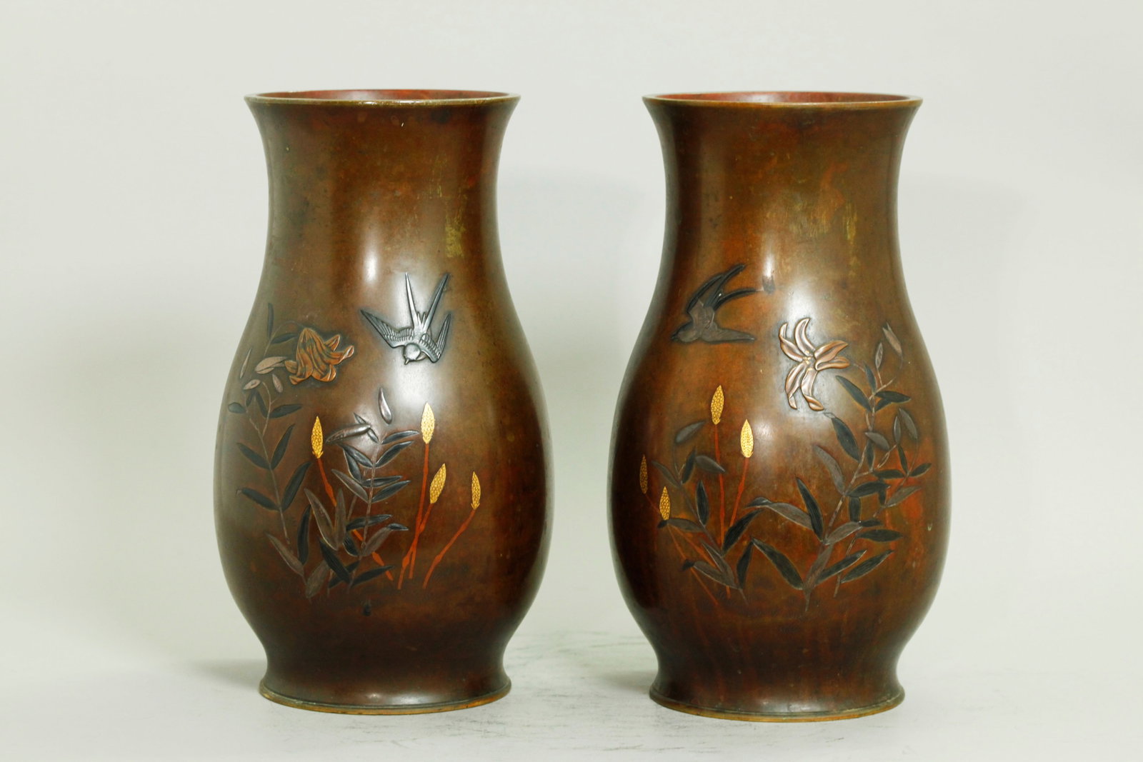 Fine Pr Japanese Meiji Mixed Metal & Bronze Vases (1 of 5)