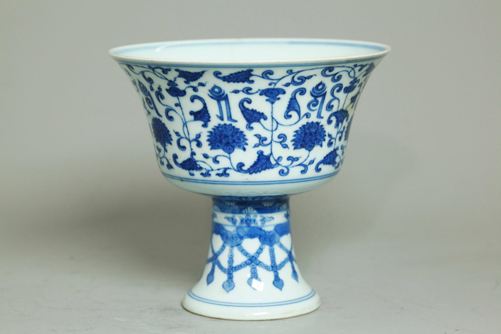 Chinese Blue & White Porcelain Stem Cup (1 of 5)