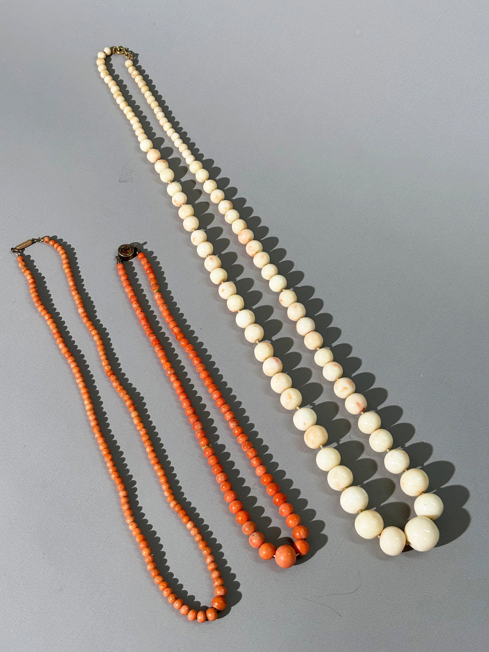 3 Chinese Coral Bead Necklaces; 2 Antique (1 of 6)