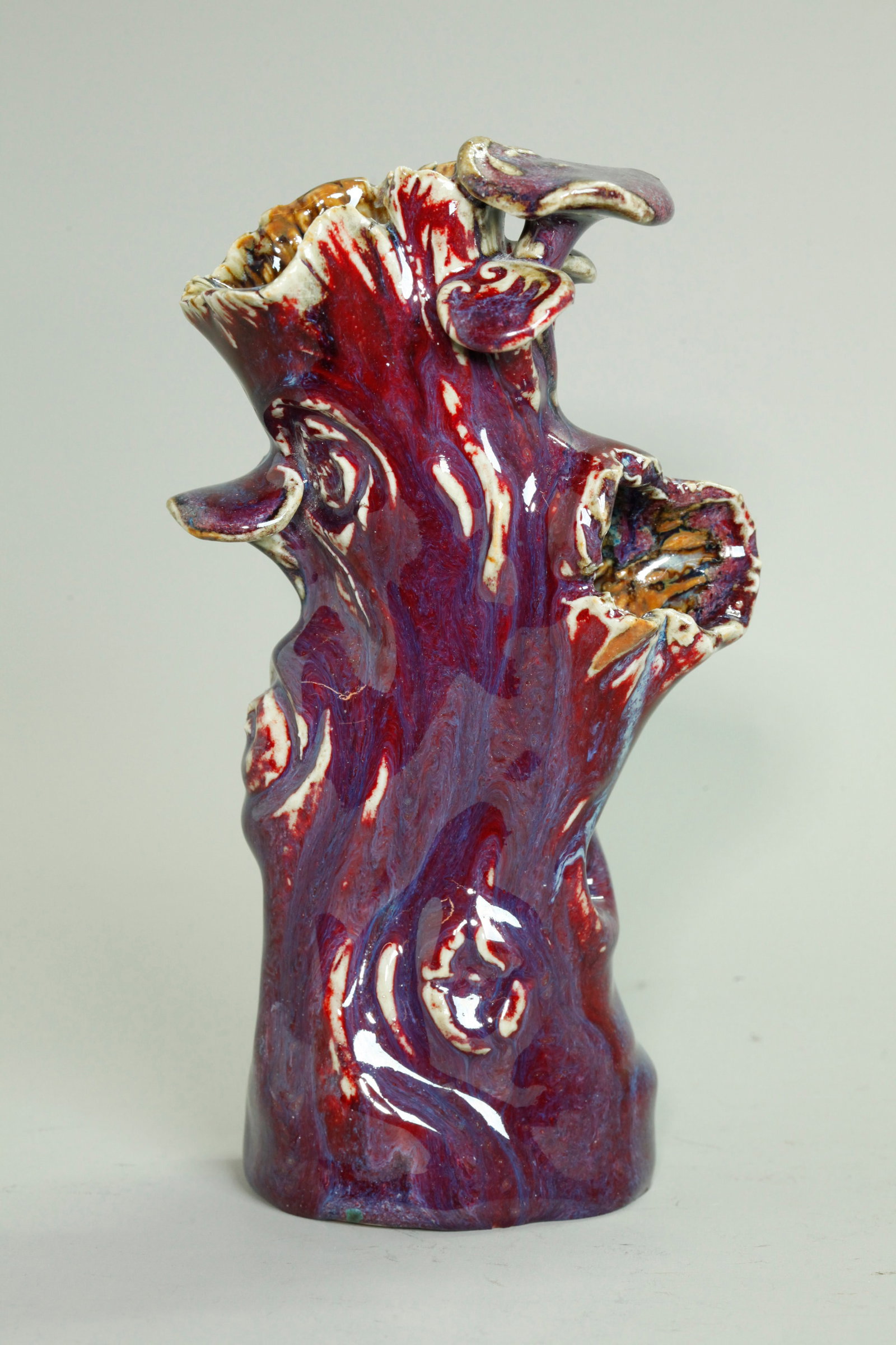 Chinese Red Flambe Porcelain Lingzhi Vase (1 of 5)