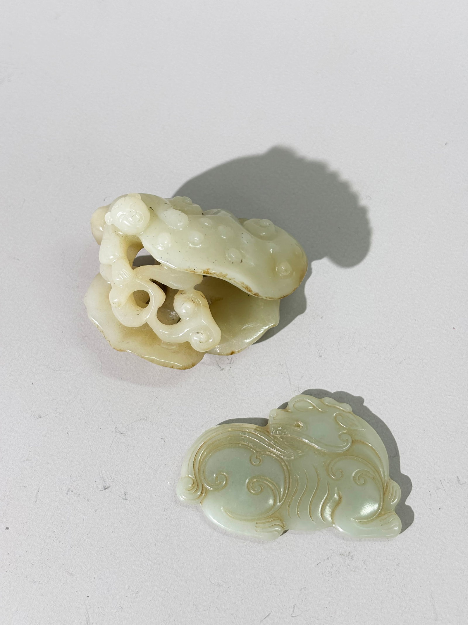 2 Chinese Pale Celadon Jades: Toggle & Pendant (1 of 6)