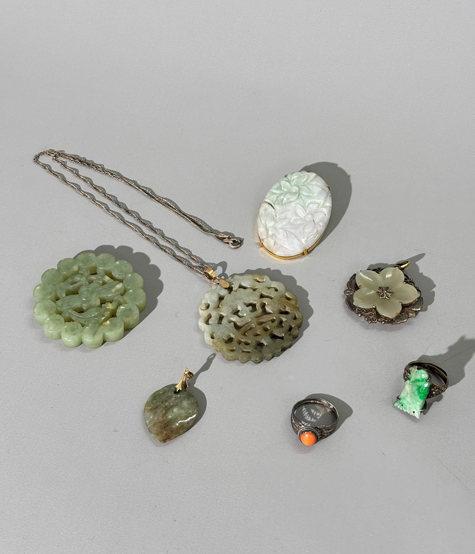 7 Chinese Qing Jade Jadeite Coral Hard Stones (1 of 8)