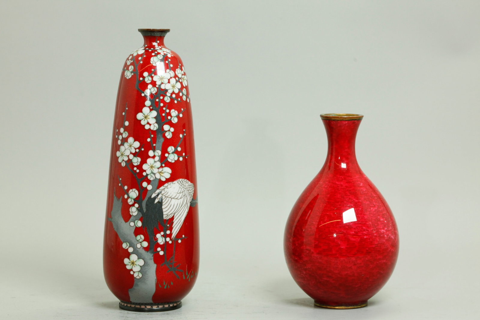 2 Japanese Taisho Period Enameled Bronze Vases (1 of 6)
