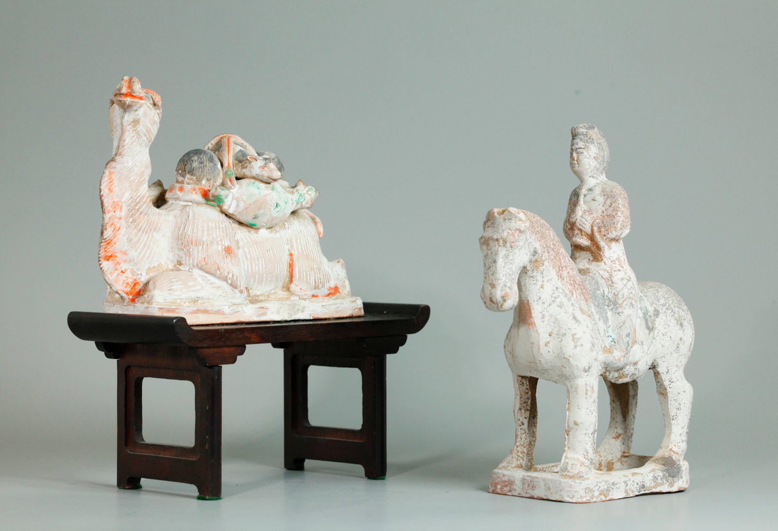 2 Chinese Tang Type Pottery: Rider & Horse, Camel (1 of 7)