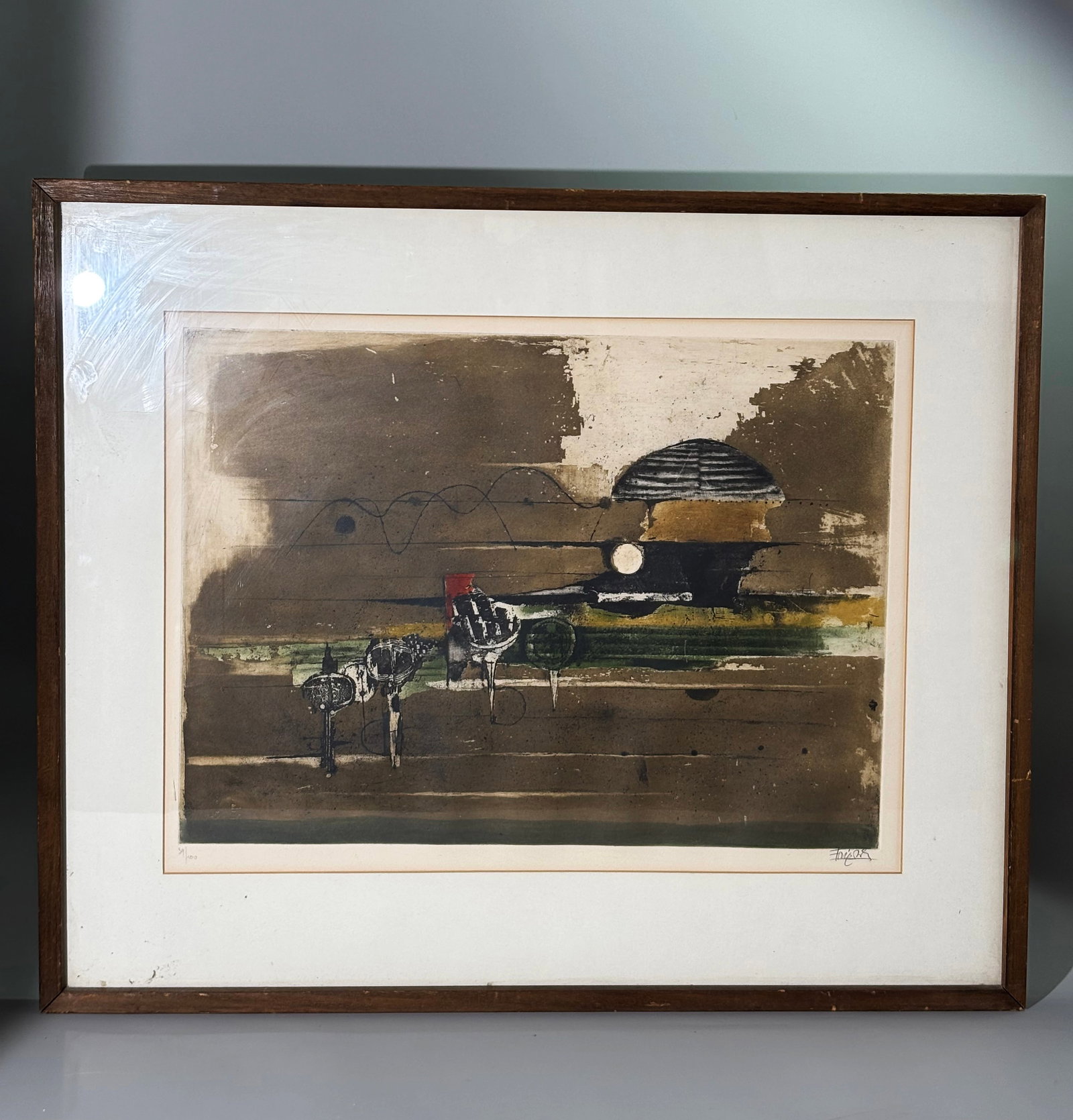 Johnny Friedlaender; "October" 1973 Aquatint (1 of 6)