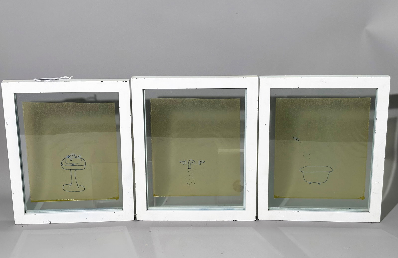 Hagle 2005; 3 Ink Drawings on Leaf Gelatin Paper (1 of 6)