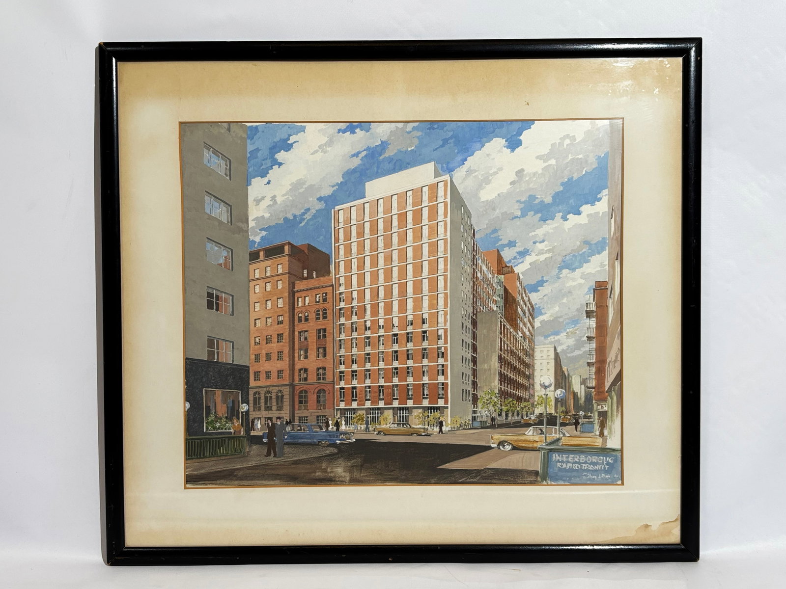 Henry J Bade Lenox Hill Hospital Rendering 1961: Henry J Bade; New York City Architectural Rendering probably of Lenox Hill Hospital with a few changes to the coloring, Lexington Avenue at East 77th Street, 1961, with IRT Subway entrance to bottom c