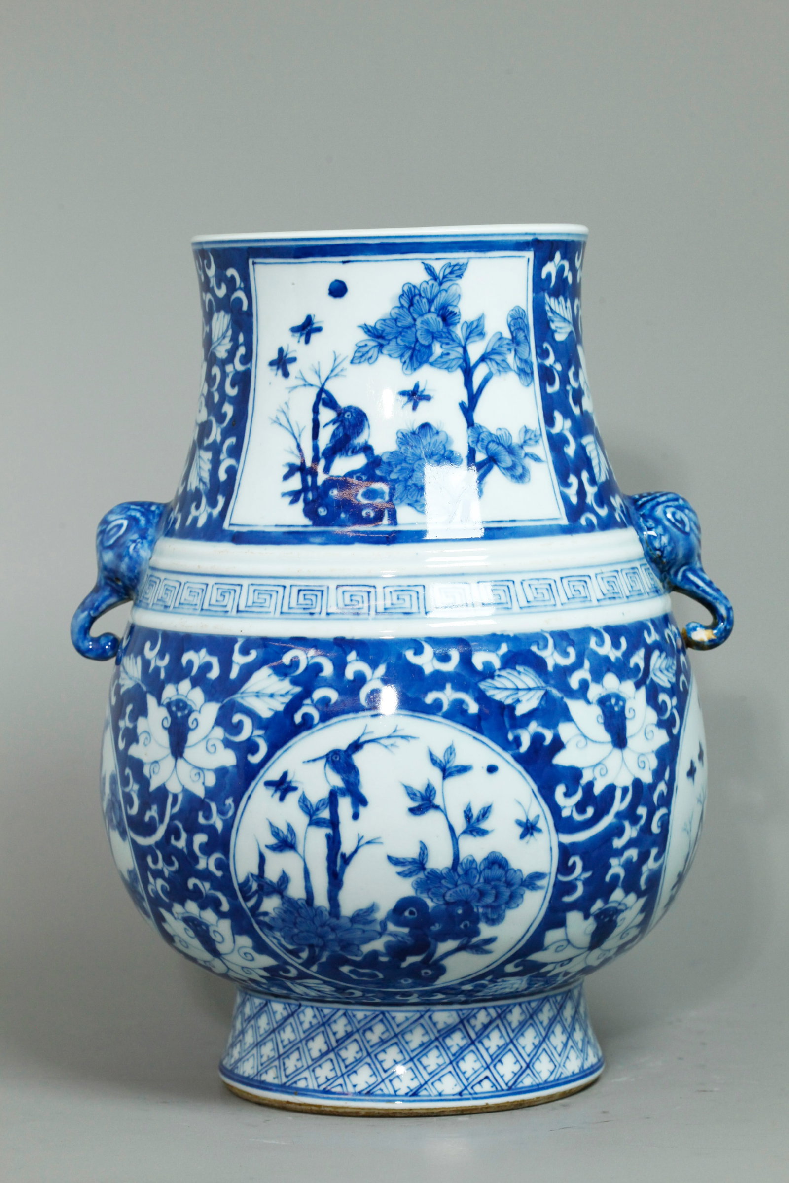 Chinese 19th C Blue & White Porcelain Hu Vase (1 of 5)