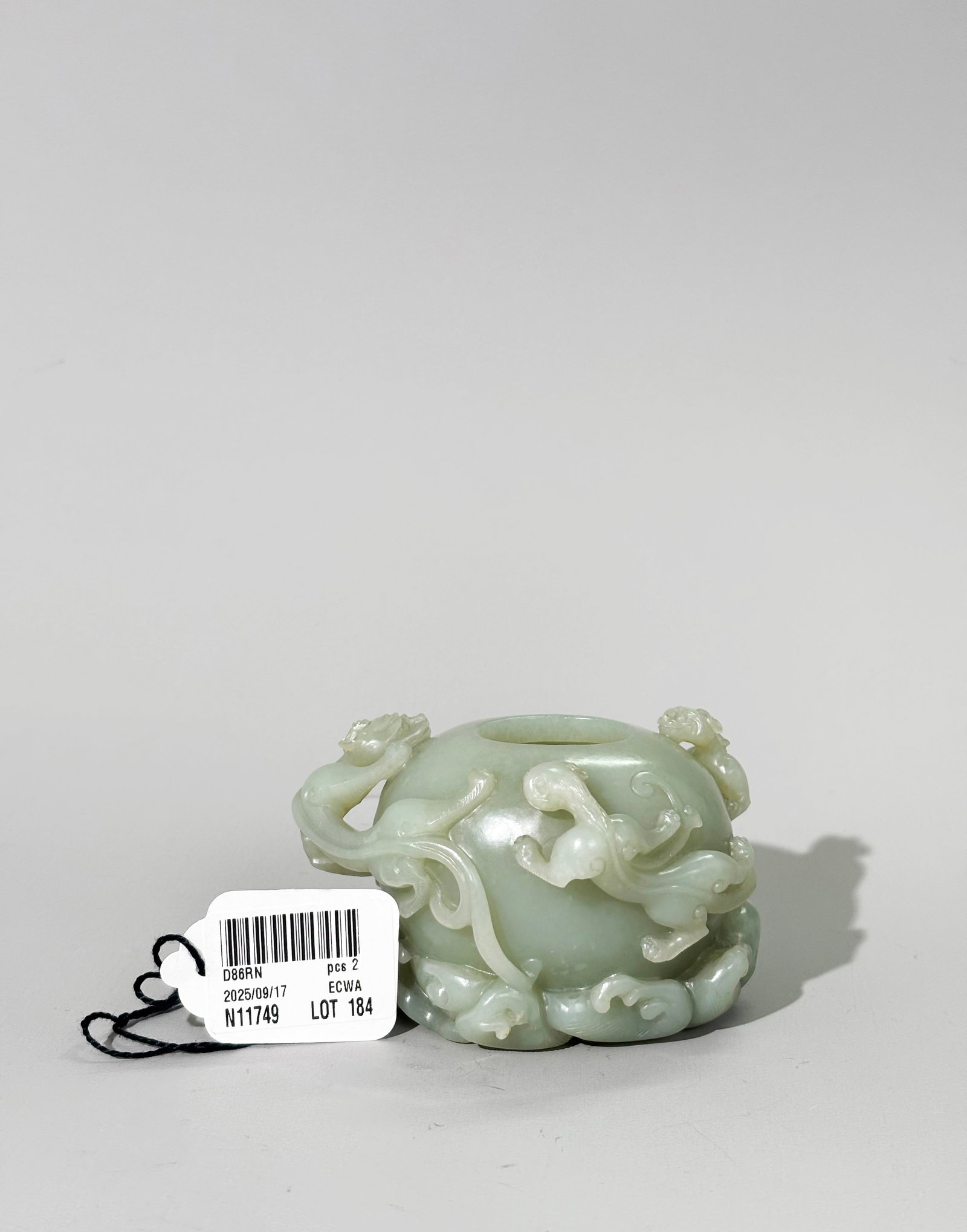 Sotheby's Chinese 18 C Pale Celadon Jade Waterpot (1 of 9)