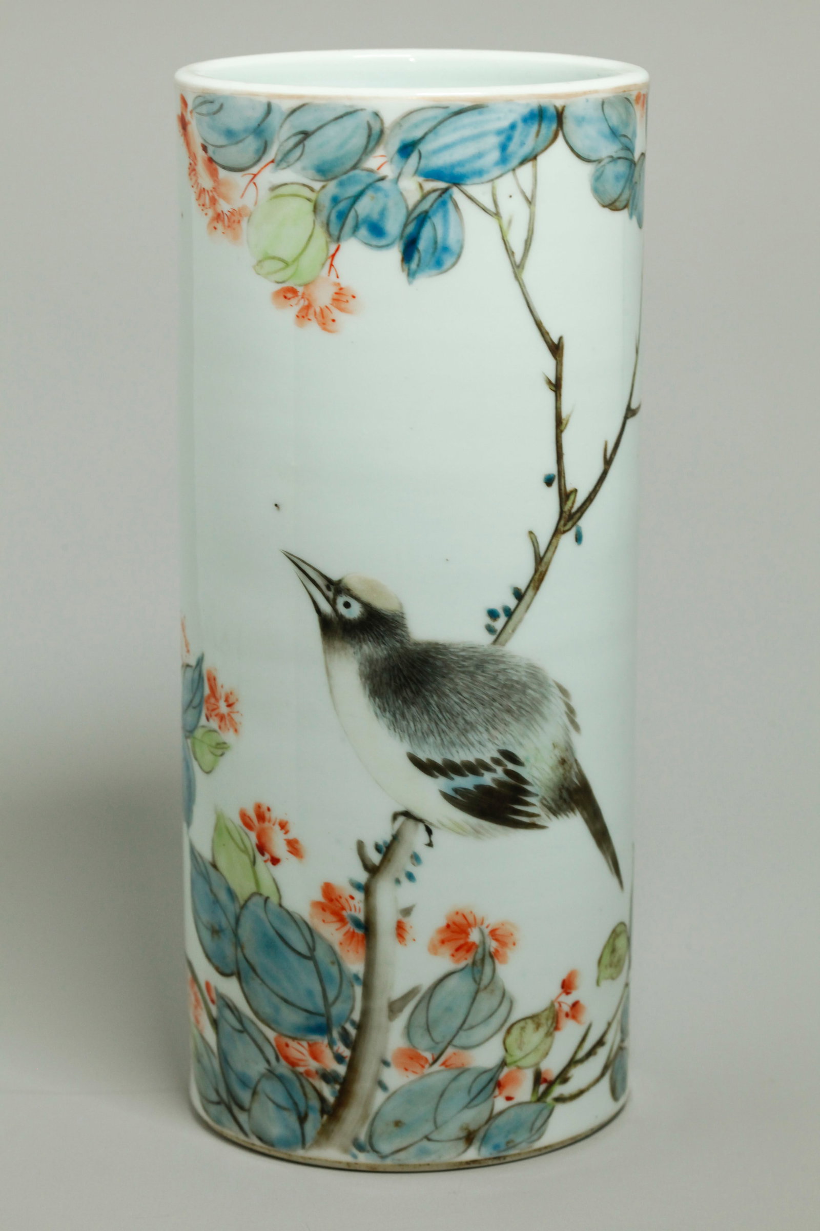 Chinese Artist Enameled Porcelain Hat Stand Vase (1 of 5)