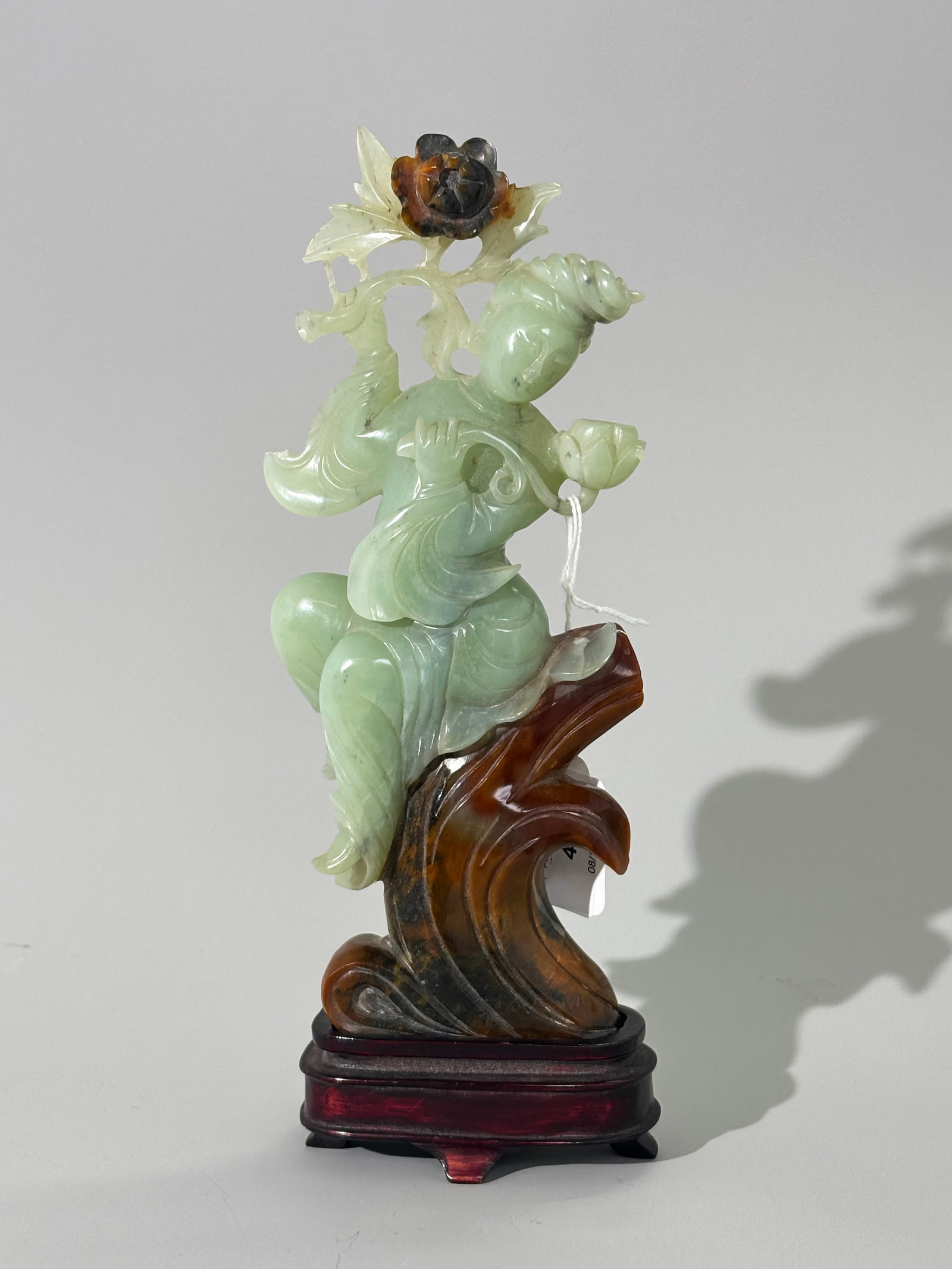 Chinese Translucent Green & Red Hard Stone Figure (1 of 6)