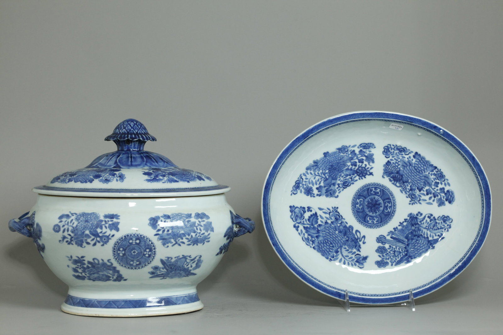 Rare Chinese Blue Fitzhugh Porcelain 3 Pt Tureen (1 of 7)