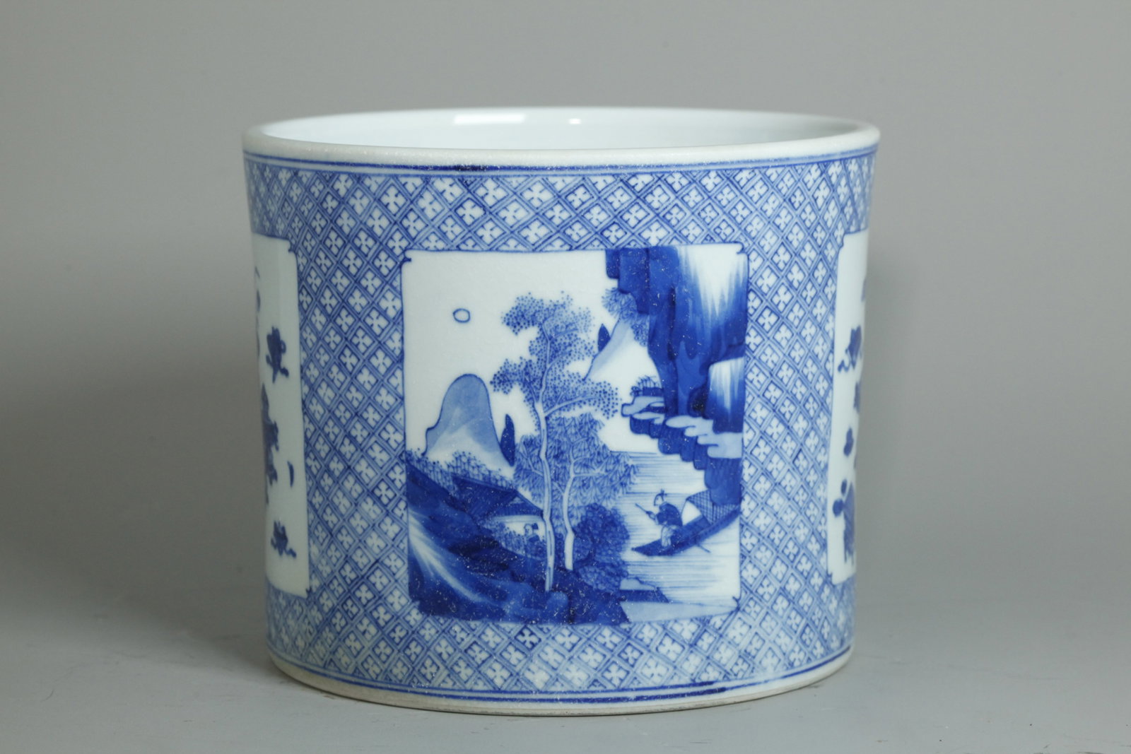 Chinese Blue & White Porcelain Bitong Brush Pot (1 of 6)
