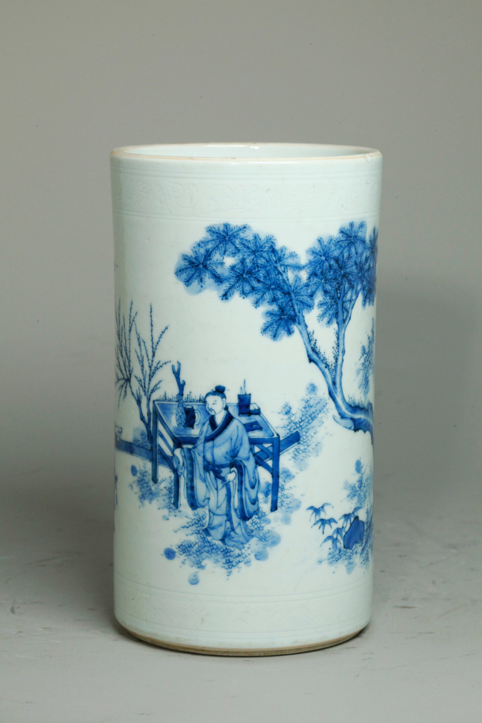 Chinese Blue & White Porcelain Bitong Brush Pot (1 of 5)