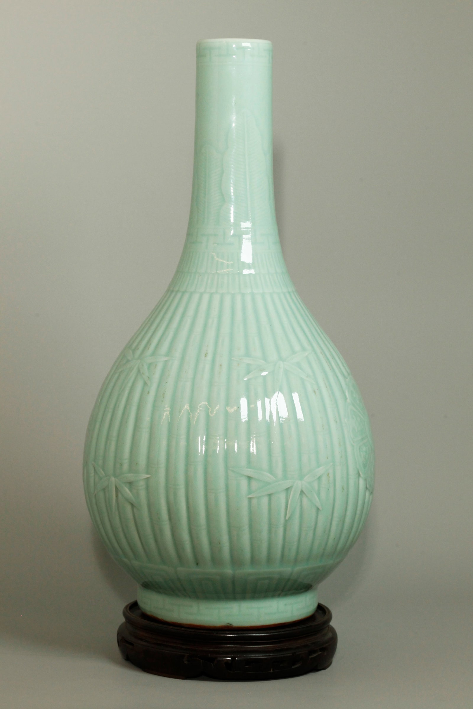 Fine Chinese Carved Bamboo Celadon Porcelain Vase (1 of 6)