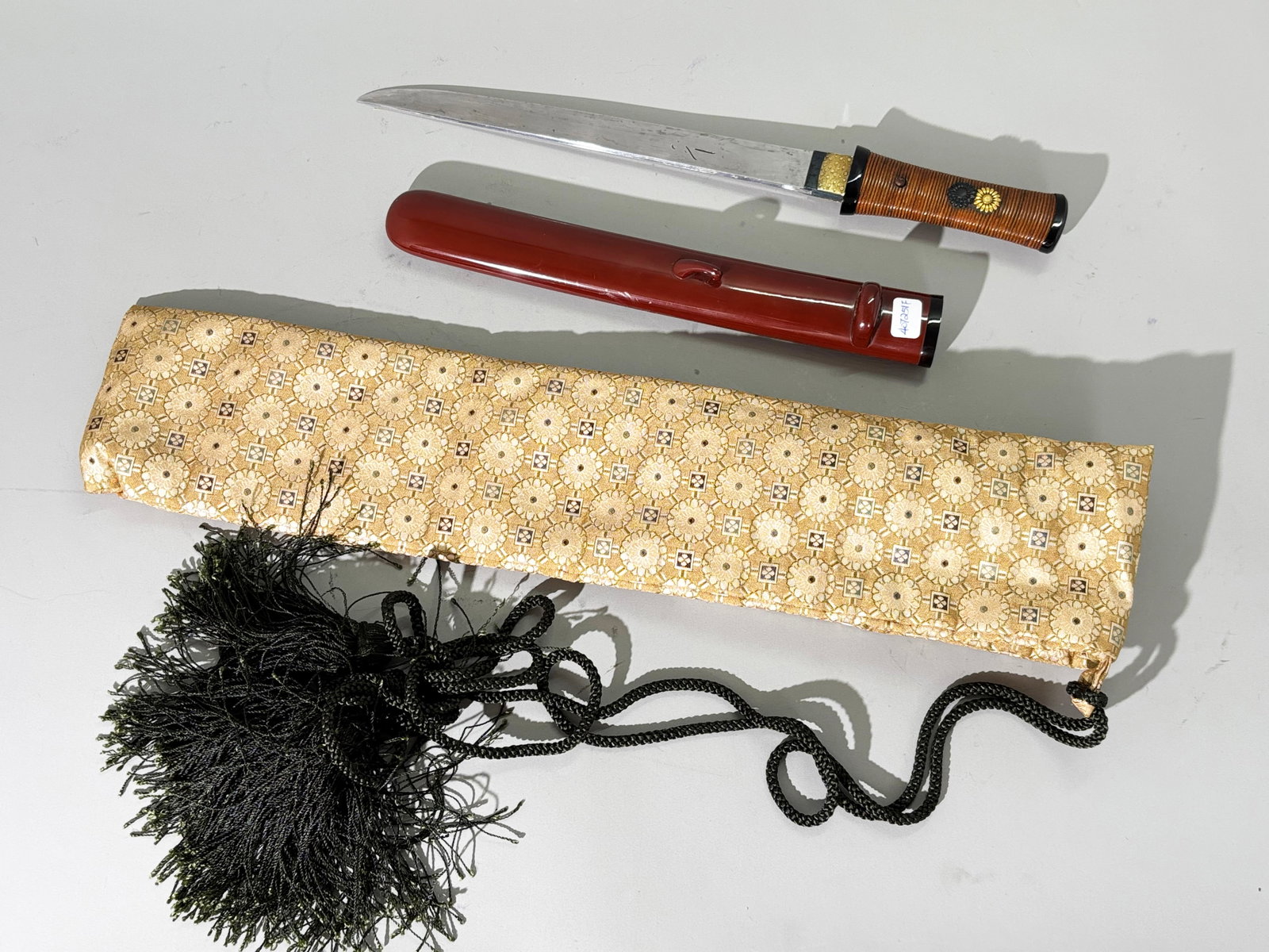 Japanese Tanto Dagger Incised; Lacquer Scabbard (1 of 7)