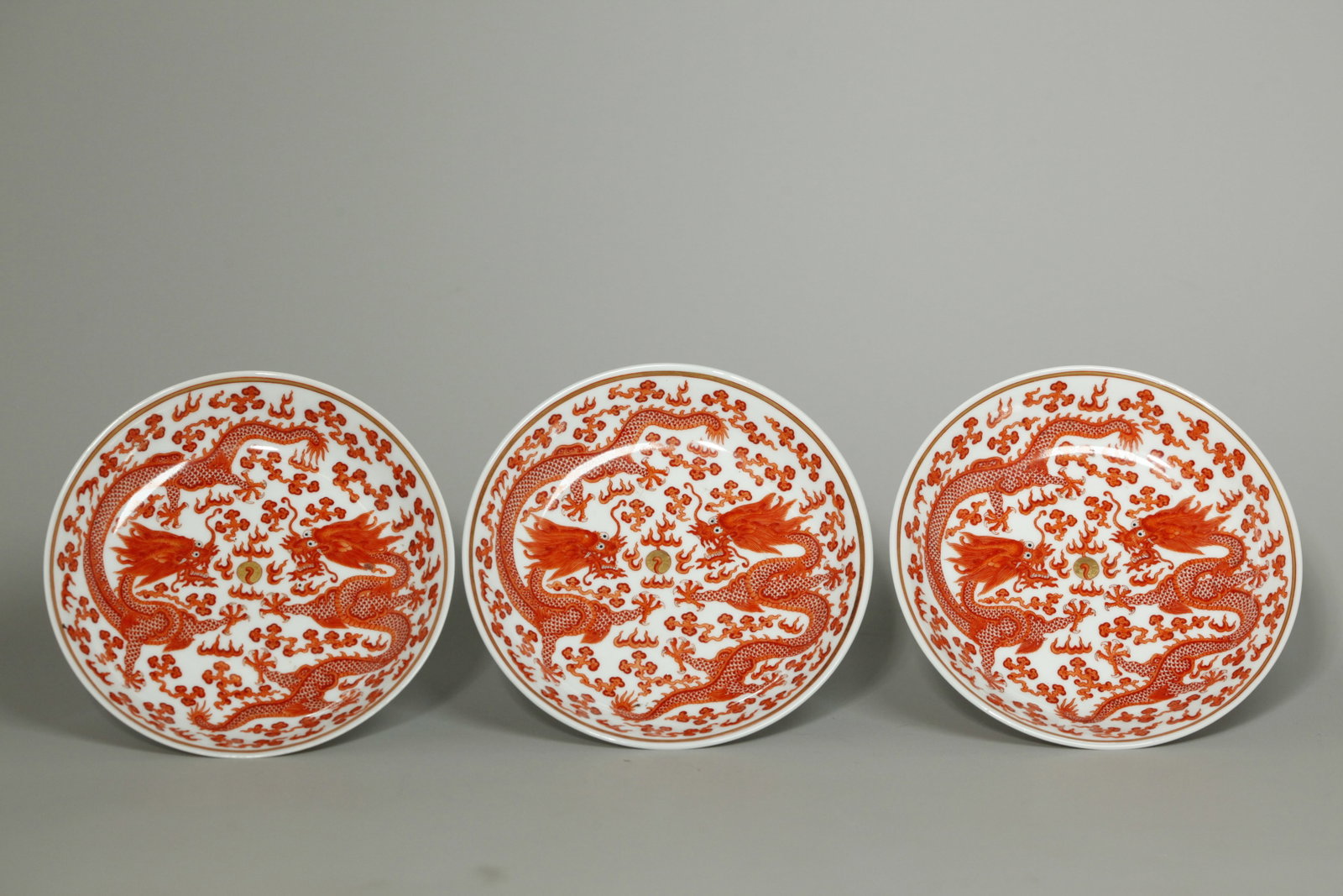 3 Chinese Xuantong 5-Claw Dragon Porcelain Plates (1 of 5)
