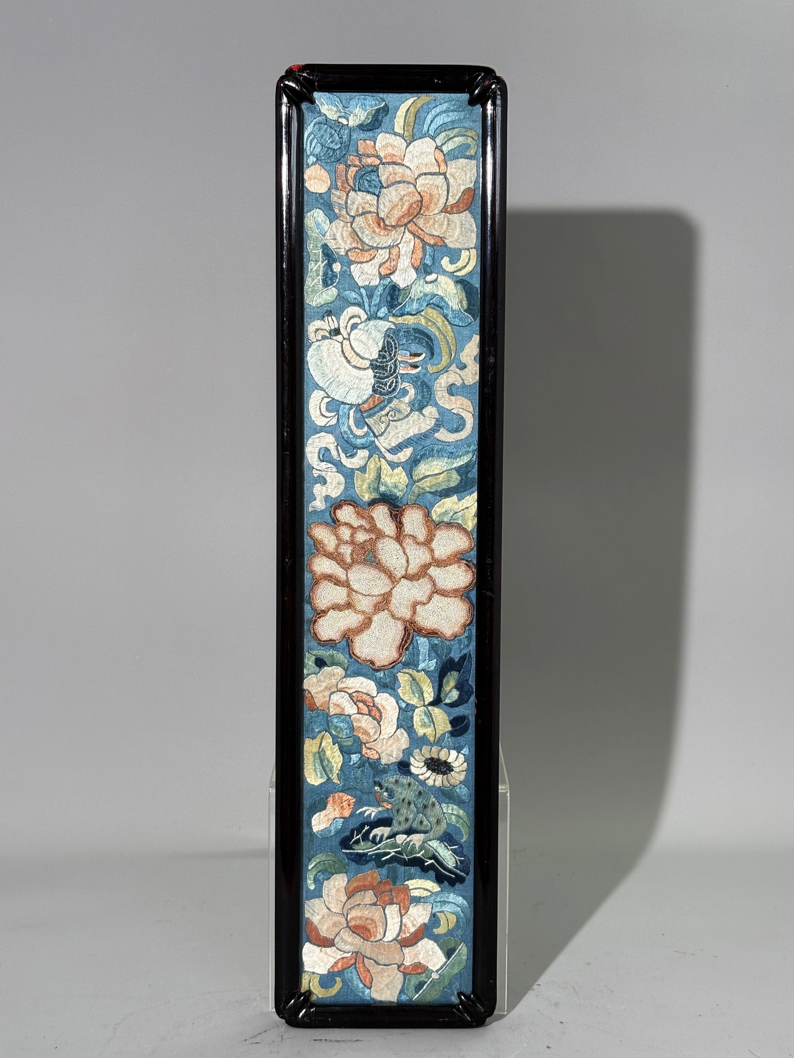 Chinese Qing Embroidered Silk Sleeve Band Framed (1 of 4)