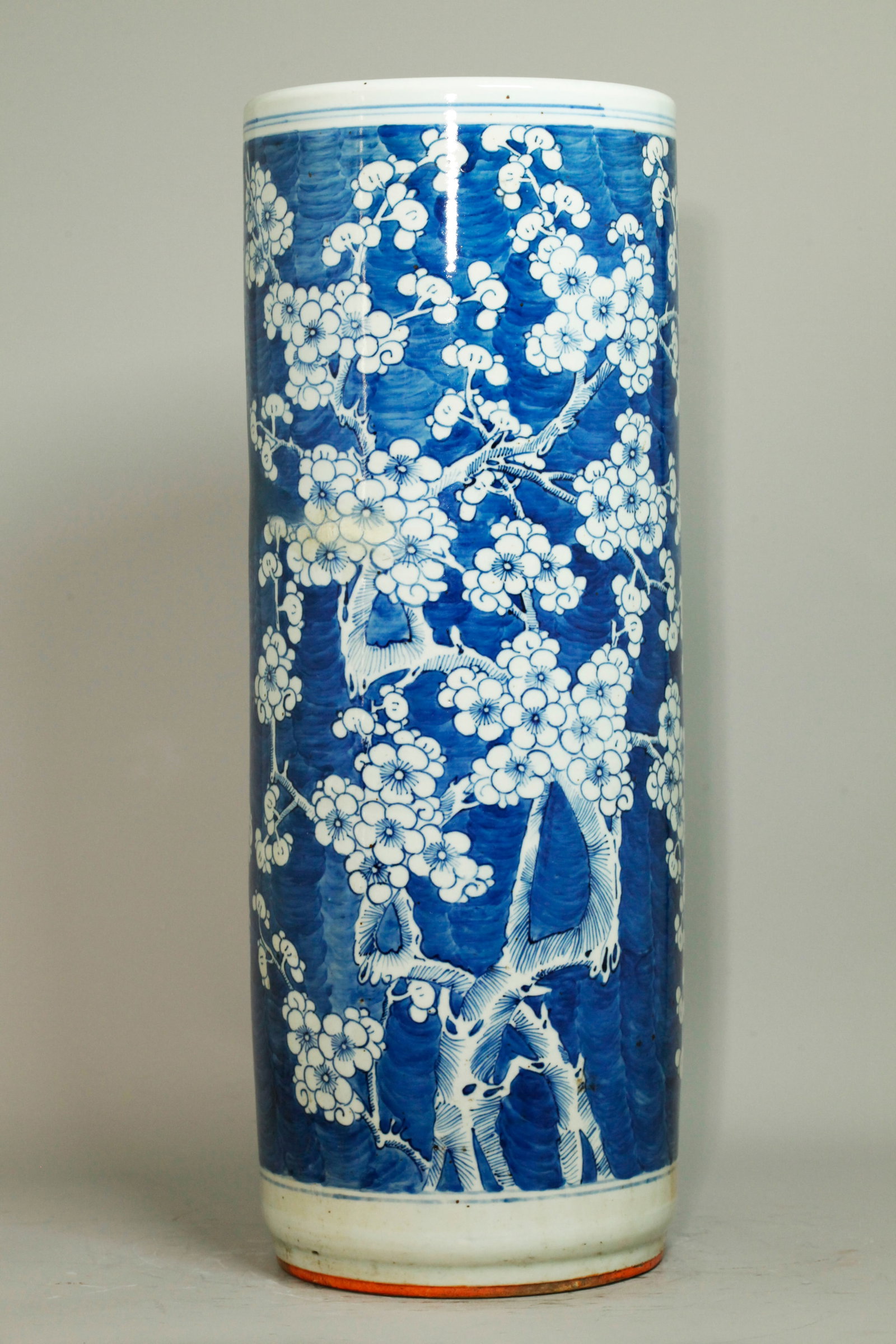 Chineese 19th C Blue & White Prunus Umbrella Stand (1 of 5)