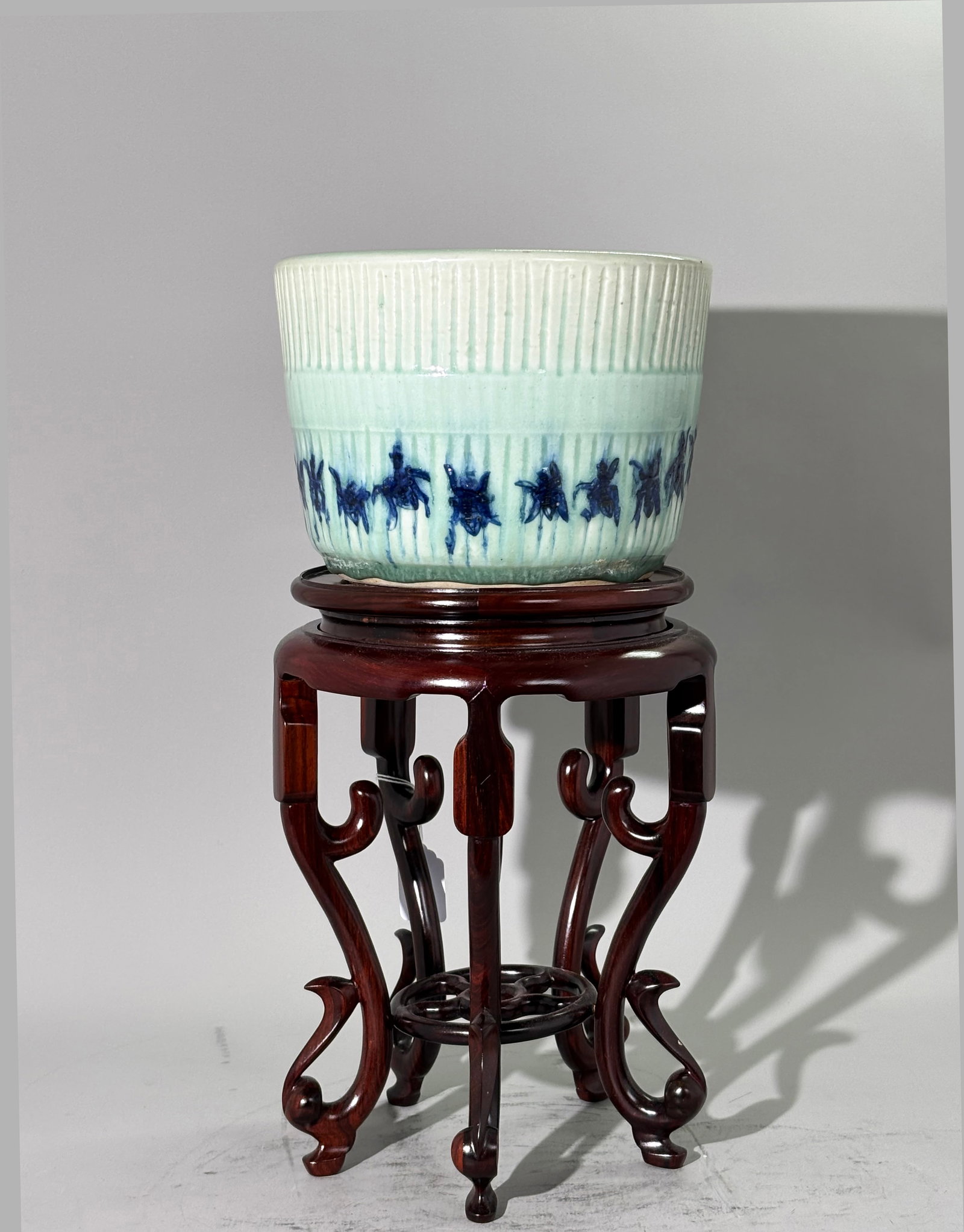 Chinese Qing Celadon Porcelain Planter Blue Shou (1 of 6)