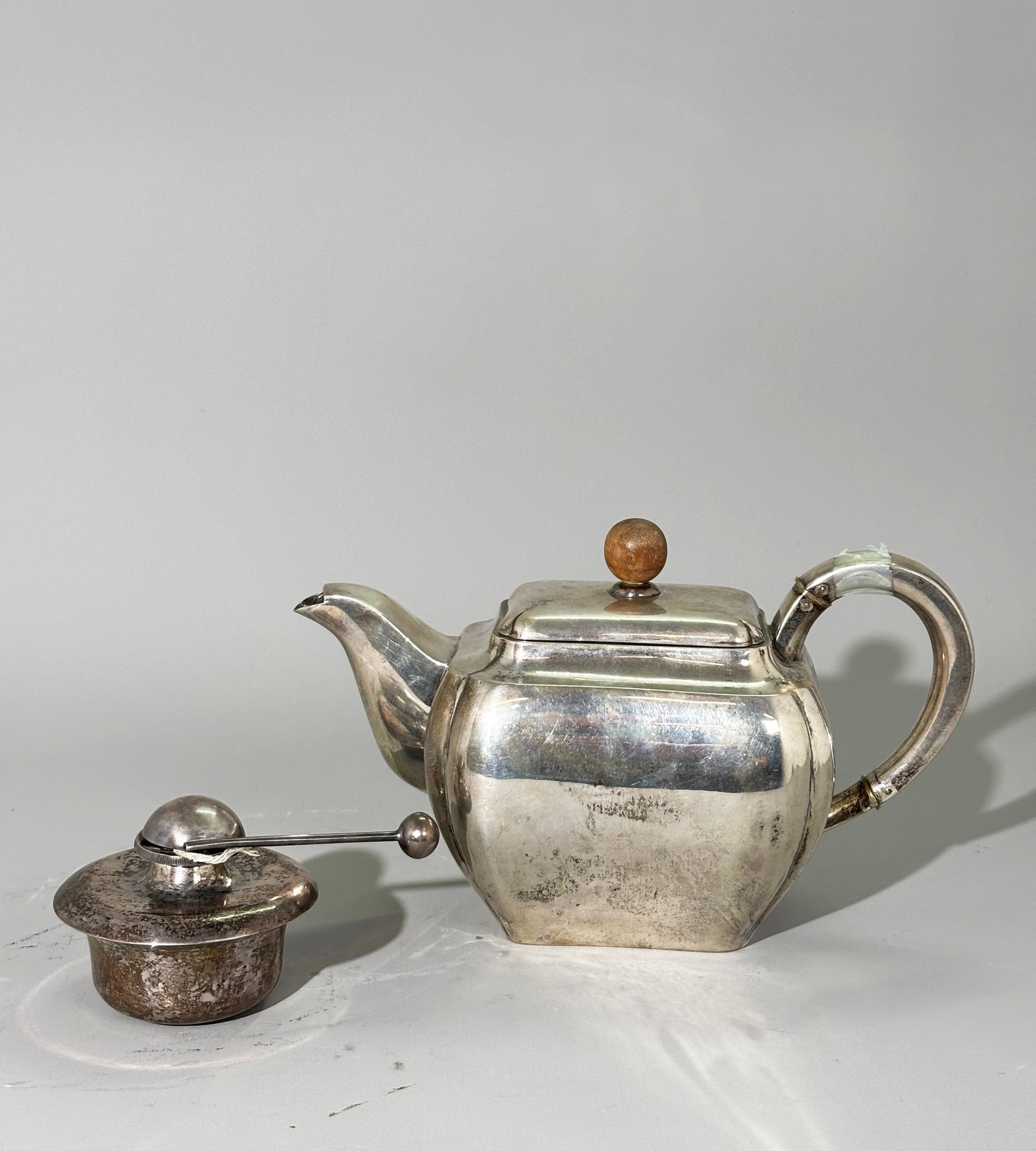 European 830 Silver Teapot ca 1900 & Silver Burner (1 of 6)