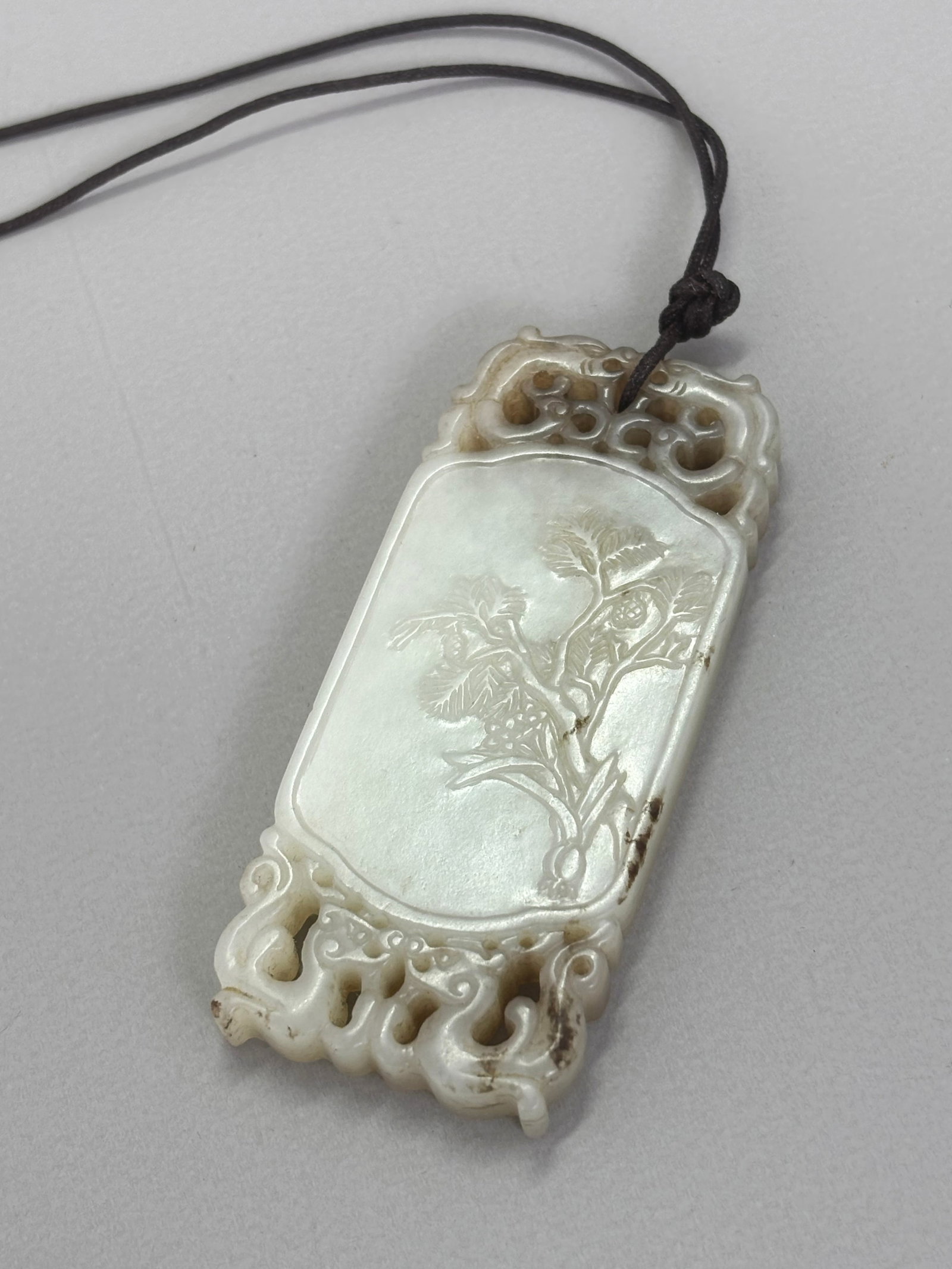 Chinese Pale Celadon Pierced Rectangular Plaque (1 of 5)