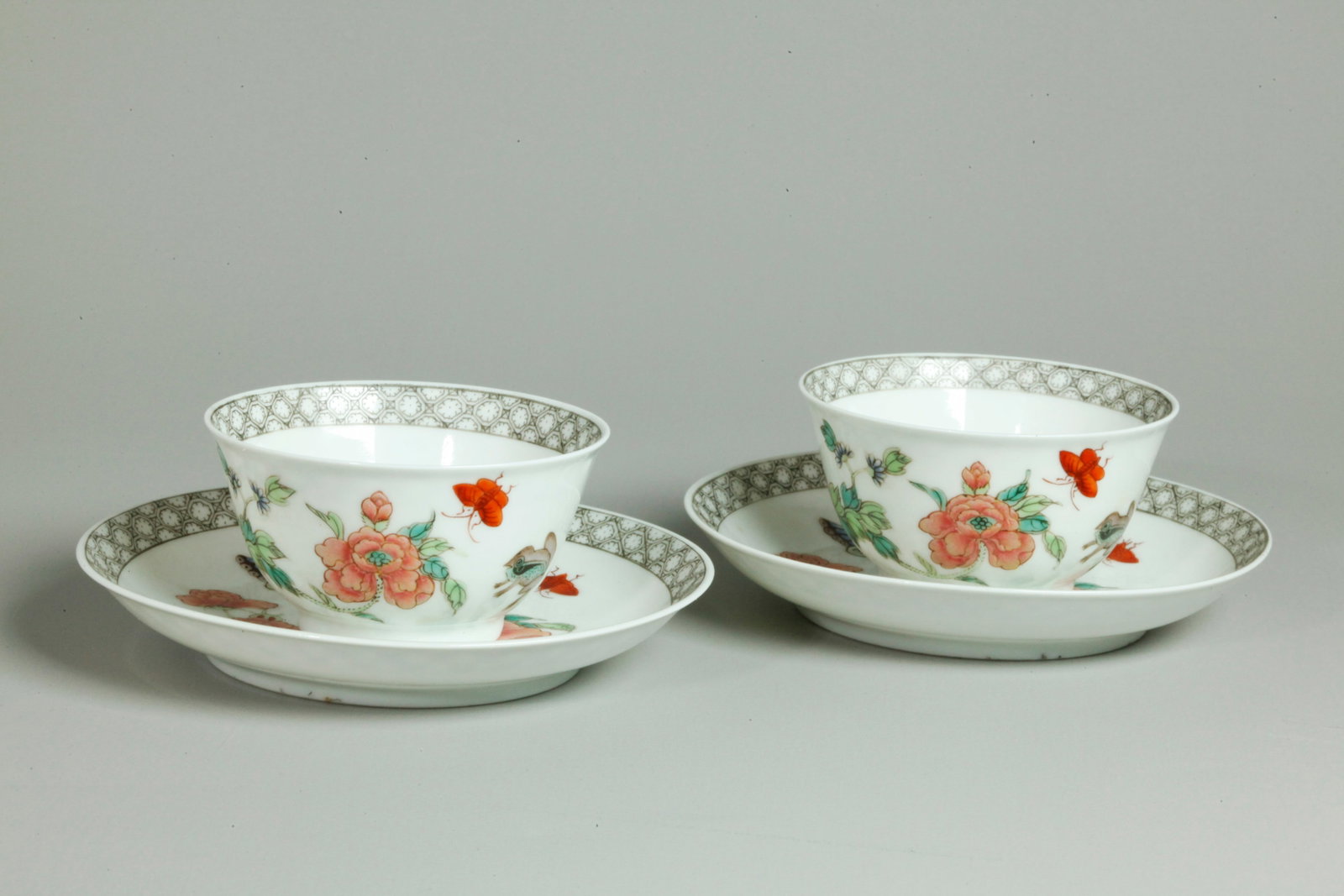 Fine Chinese Egg-Shell Porcelain Cups & Saucers (1 of 6)