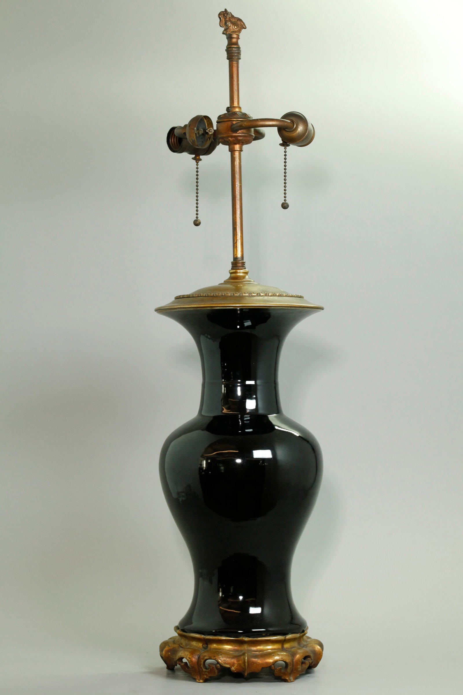 Chinese Qing Mirror Black Porcelain Vase Lamp (1 of 4)