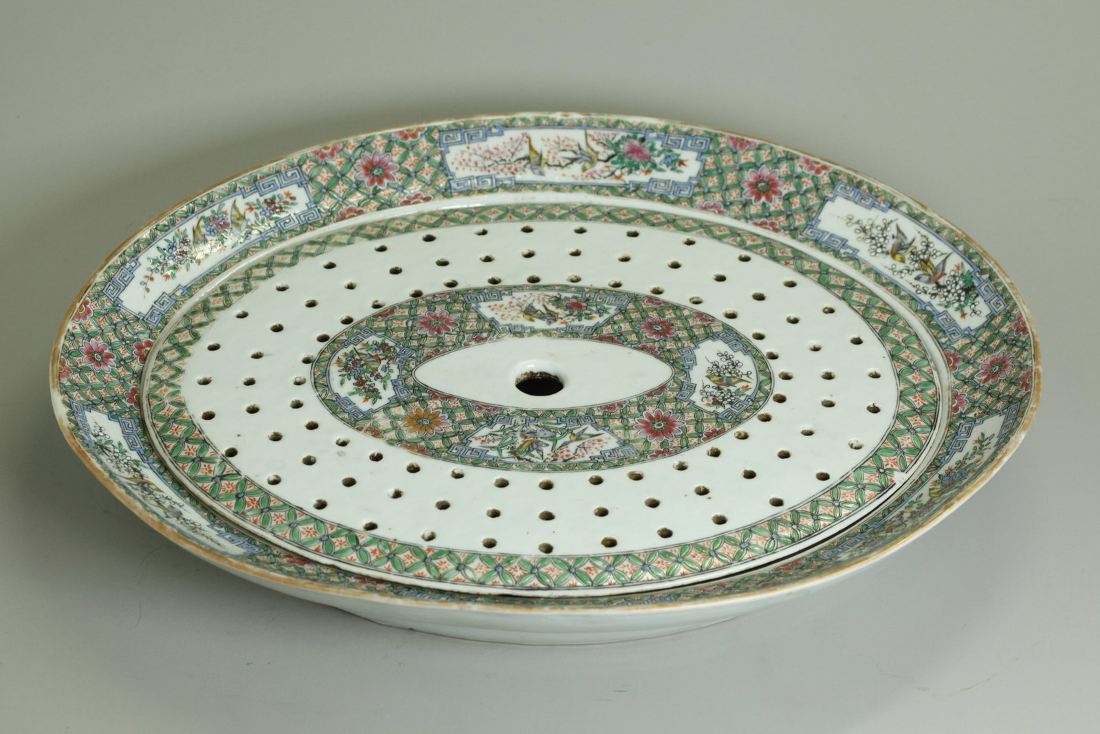Lg Chinese 19C Export Porcelain Platter & Strainer (1 of 5)