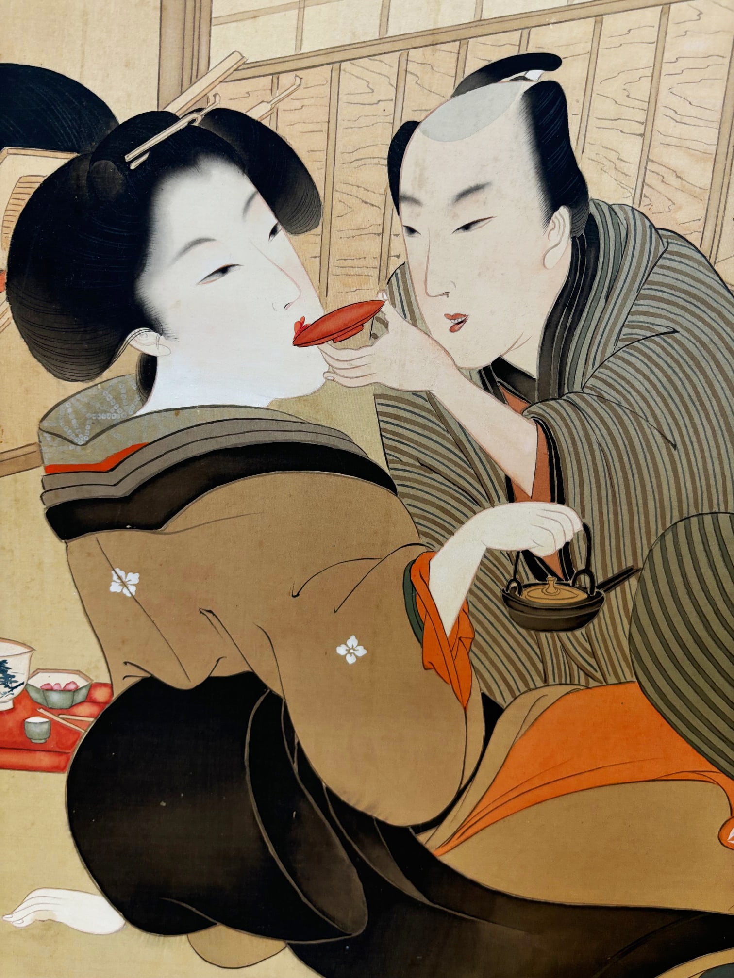 Japanese 2 Panel Romantic Shunga Low Screen - 5
