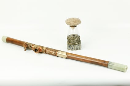 Chinese Qing Dynasty Opium Pipe & Heating Lamp