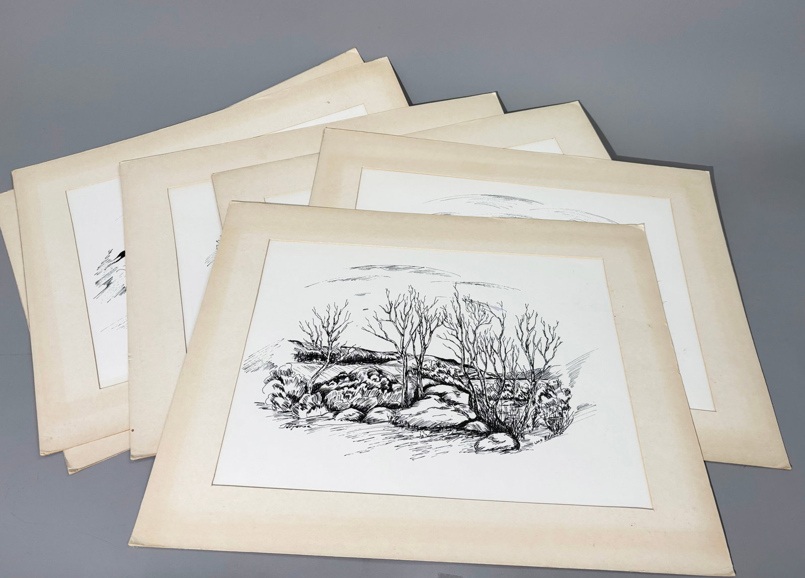 Uno Erland: Six 1975 Ink Paper Swedish Landscapes (1 of 8)