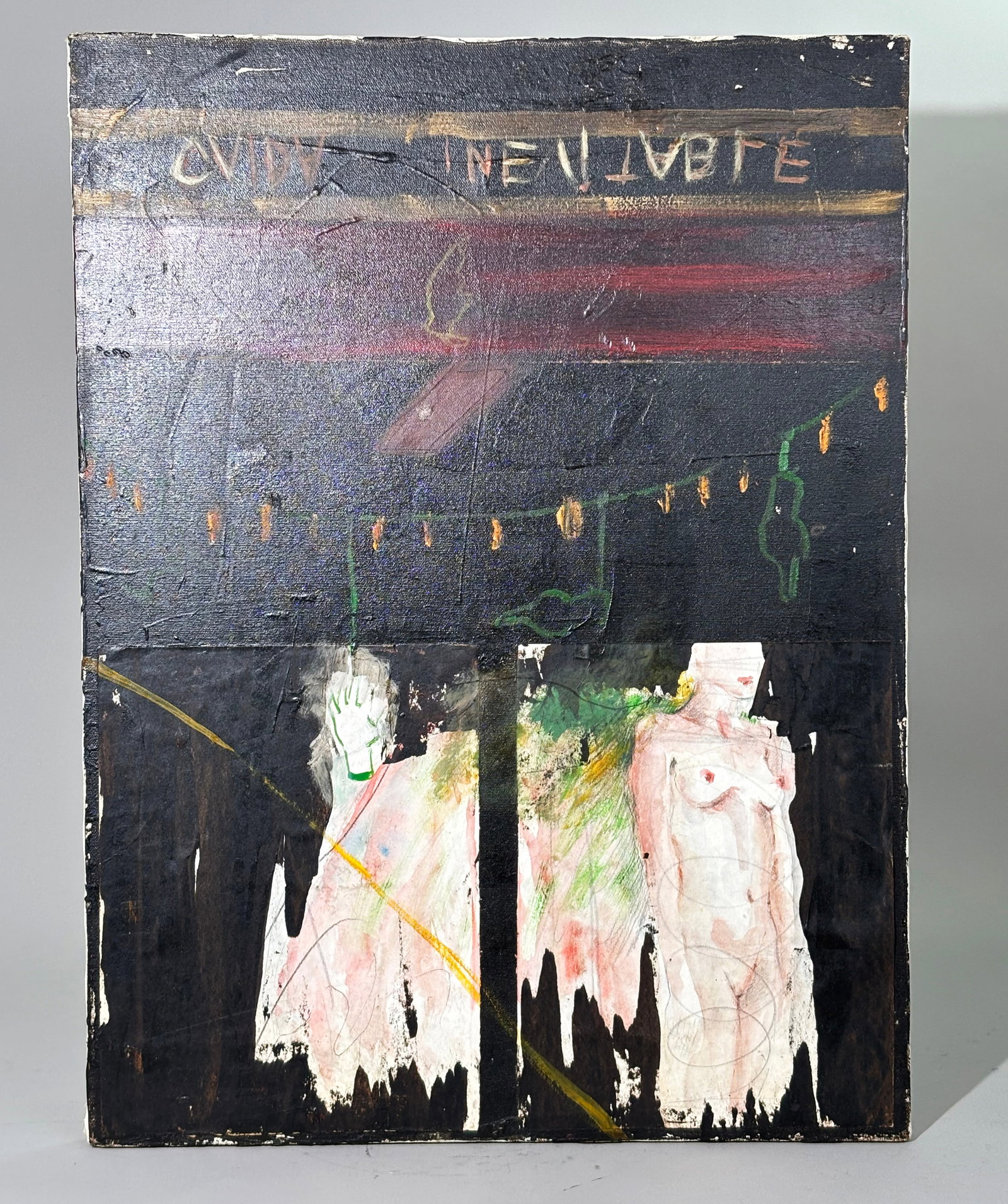 Unsigned Female Nude Mixed Media On Canvas "Cuida" (1 of 4)