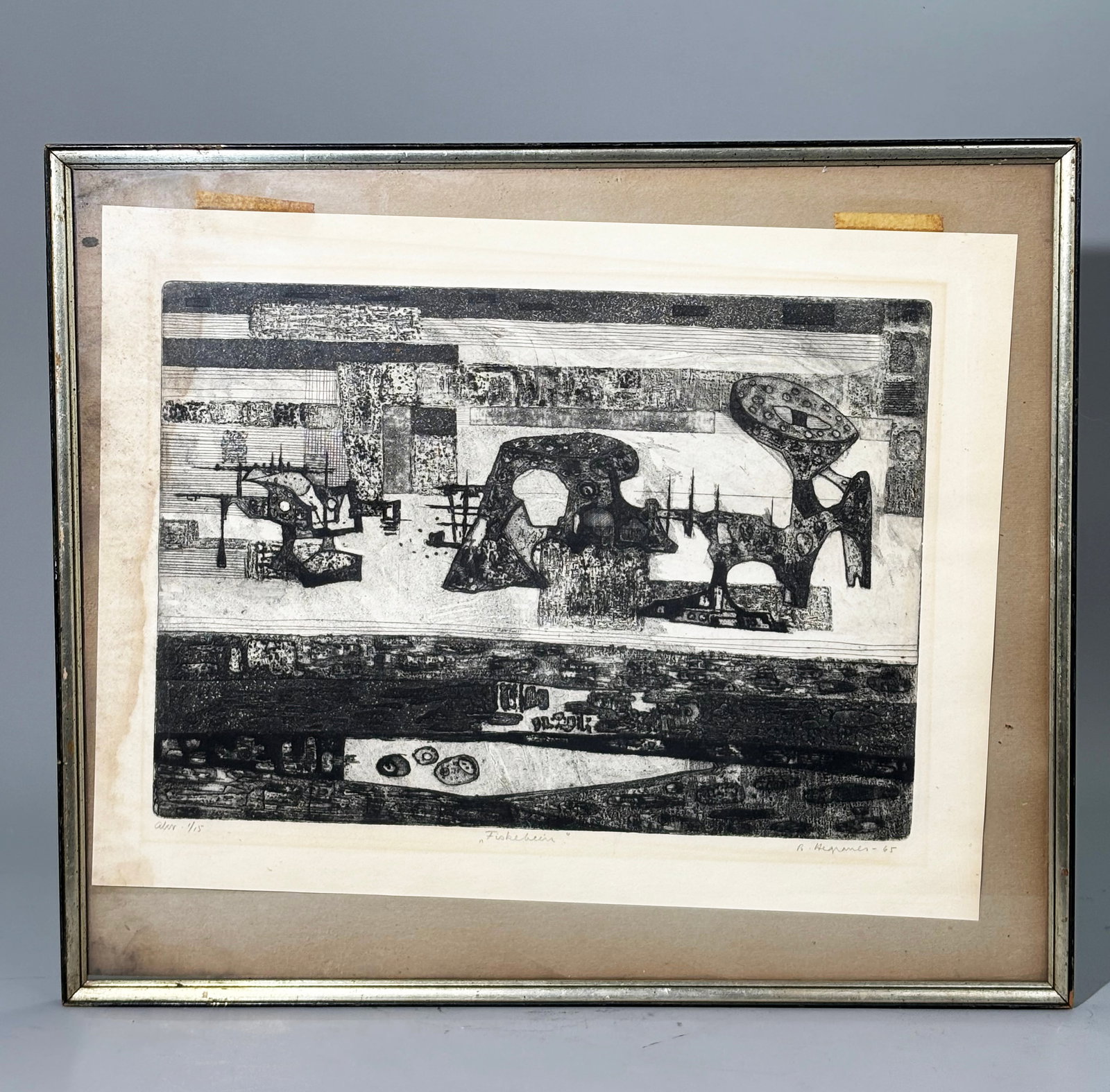 Bjoern Hegranes; 1965 Norwegian Etching Fiskebein (1 of 5)