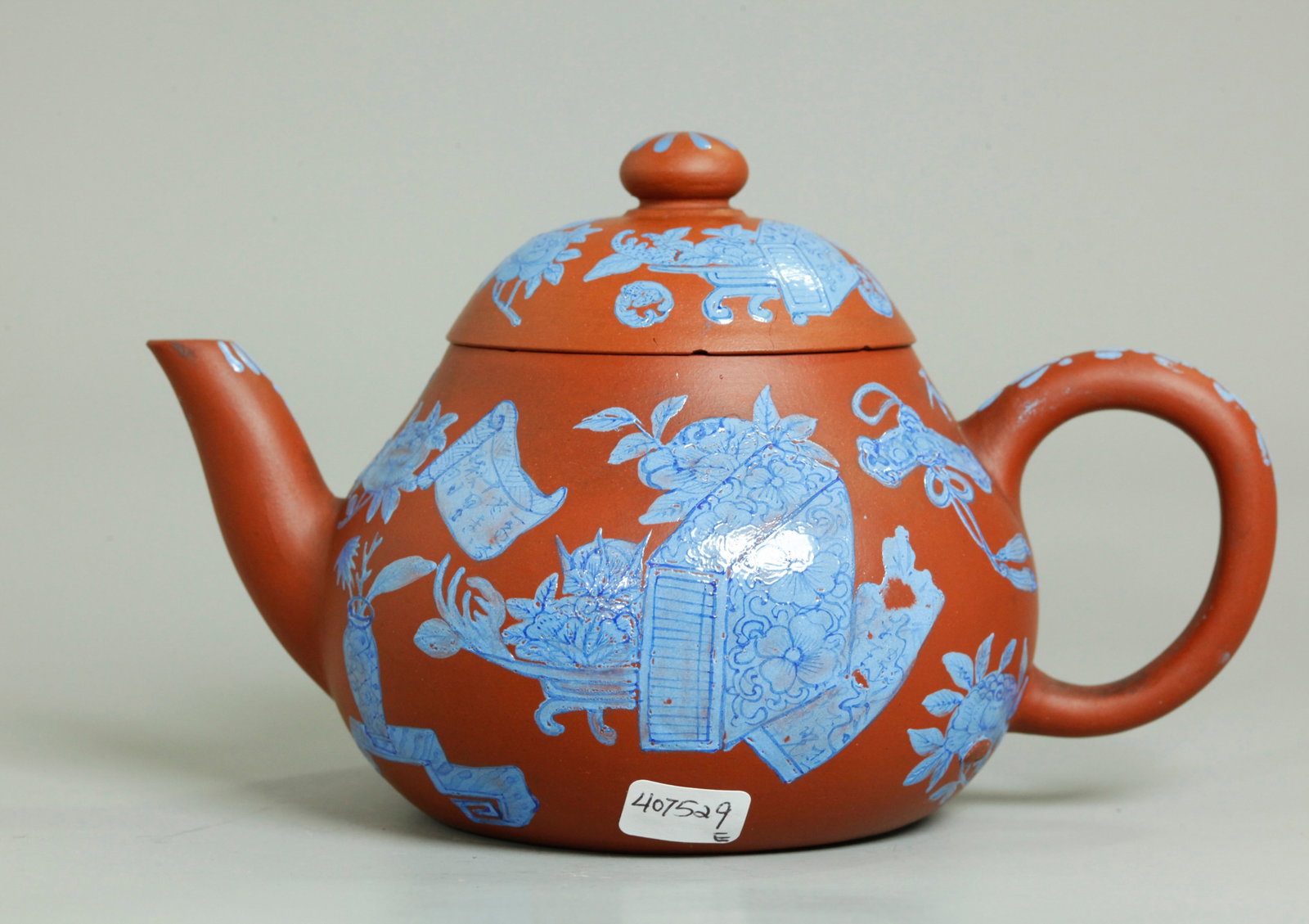 Rare Chinese 19 C Blue Enamel Yixing Zisha Teapot (1 of 5)